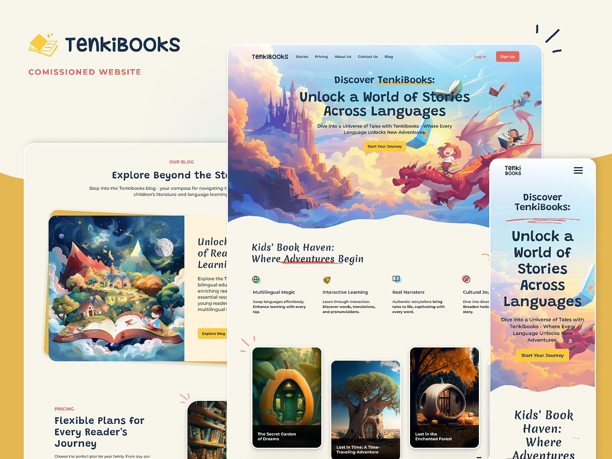 Design work for Tenkibooks website 📚✨
A web app created for parents & kids, featuring bilingual books in English & Japanese 🇬🇧🇯🇵
Really enjoyed bringing this project to life! 💻🌈
#UIDesign #WebDesign #UXUI #BilingualBooks #EdTech #KidsLearning #EnglishJapanese #CreativeDesign #DesignForGood #FamilyLearning #Edutainment #UIInspiration
#UIUX #UXDesign #ProductDesign #DigitalDesign #DesignPortfolio #UXInspiration #WebAppDesign #InterfaceDesign #UserExperience #VisualDesign