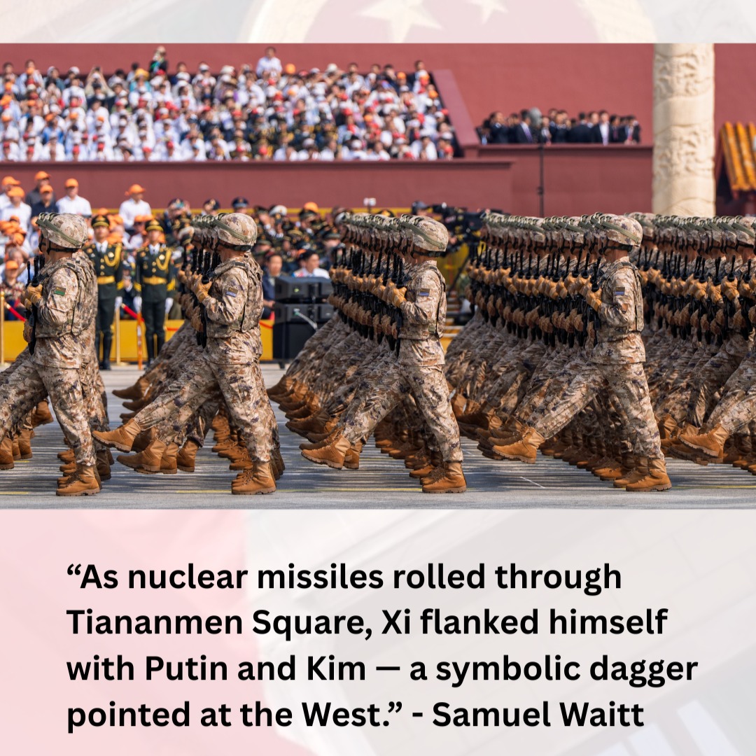 Dictators talk immortality. Nuclear missiles roll through Tiananmen Square. And Kim arrives in his bulletproof, lobster-stocked “Moving Fortress.”
In my latest article, The Big Man Goes to Beijing, I unpacks the spectacle, symbolism, and stakes of Xi’s military parade — from AI-powered drones to a seating chart that sends a chilling message.
👉 Read the full article on Substack or on my website. 🔗Links in bio.
#China #XiJinping #Putin #KimJongUn #Geopolitics #Substack #waittwhatt
