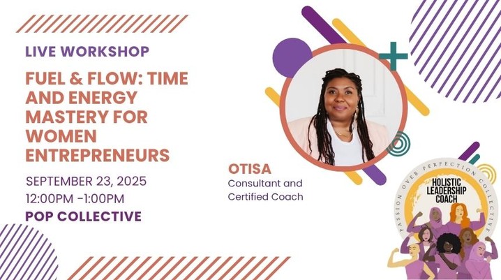 ⚡ Your time and energy are your most valuable resources—and how you manage them can make or break your business.
Join POP Collective Coach Otisa for Fuel & Flow: Time and Energy Mastery for Women Entrepreneurs, a 60-minute workshop designed to help you reclaim your schedule, protect your energy, and build a rhythm that supports both your business and your well-being.
Through practical tools and intentional planning, you’ll learn how to identify what fuels you, release what drains you, and create a sustainable flow that helps you thrive—without burnout.
🗓 September 23, 2025
🕛 12:00–1:00 PM MT
📍 Exclusive to POP Collective Members
💜 Not a member yet? Learn more: www.citrineunlimited.com/thecollective
#TimeManagement #EnergyAlignment #WomenEntrepreneurs #POPCollective #WorkWithFlow