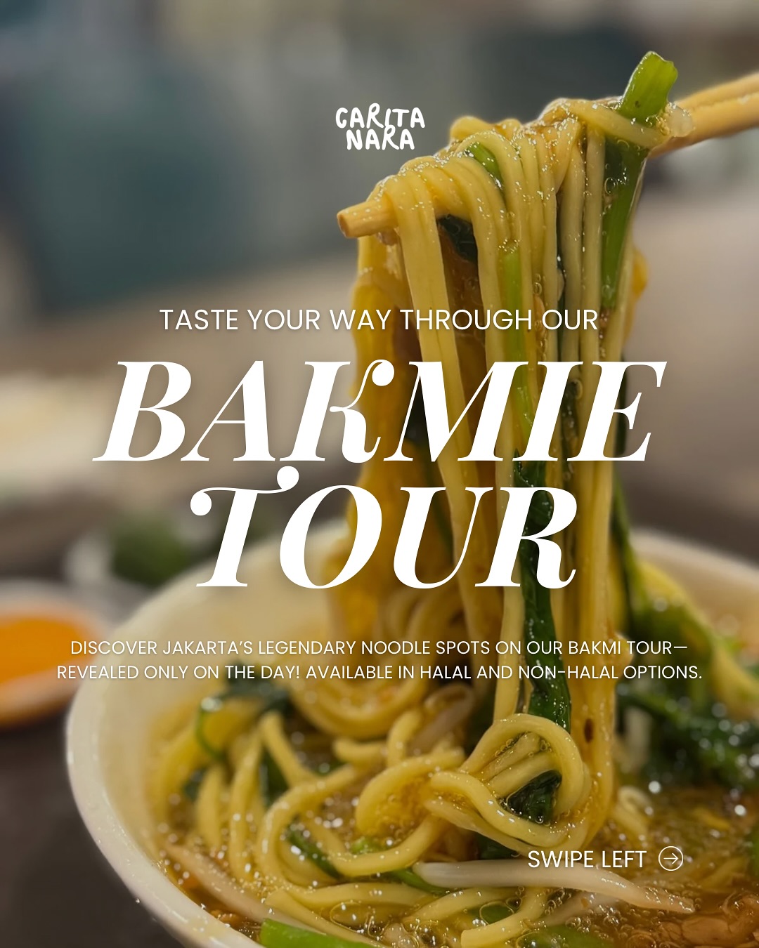 BAKMI TOUR IS BACK: Jakarta’s hidden noodle gems are waiting for you.
Join our Bakmi Tour and explore the city through its flavors—slurp 3–4 handpicked bakmi dishes, uncover stories from an experienced local guide, and experience the warmth of local dining in Chinatown.
Why join?
✅ Authentic taste of Jakarta’s legendary bakmi
✅ Small-group experience—intimate & fun
✅ Local guide with stories & cultural insights
✅ Comfortable transport + drinks included
💸 Price: IDR 420,000
📍 Meeting Point: North Jakarta / Car-pool from South Jakarta
NEXT DATE: 13 September 2025
Ready to noodle around the city with us? Scan the QR code on the last slide or click the link in bio to book your spot!
For more detailed dates, please contact us!
#BakmiTour #JakartaFoodTour #JakartaCulinary #JakartaStreetFood #BakmiJakarta #JakartaFoodie #FoodTourJakarta #JakartaEats #CaritaNara #JakartaHiddenGems
