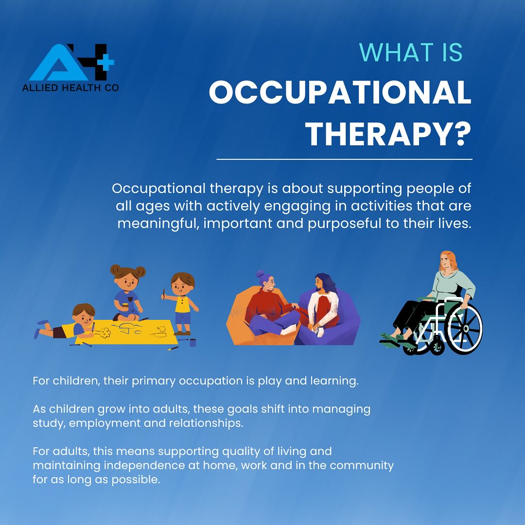 🌟 What is Occupational Therapy? 🌟
At Allied Health Co, our Occupational Therapists help people of all ages engage in the activities that matter most – whether it’s play and learning for children, or independence, work, and community participation for adults. 💙
✨ For children → play & learning
✨ For young adults → study, work & relationships
✨ For adults → independence & quality of life
No matter your stage of life, OT is about empowering you to live meaningfully and purposefully. 🙌
#OccupationalTherapy #AlliedHealthCo #Independence #Wellbeing #PaediatricTherapy #AdultTherapy #NDIS