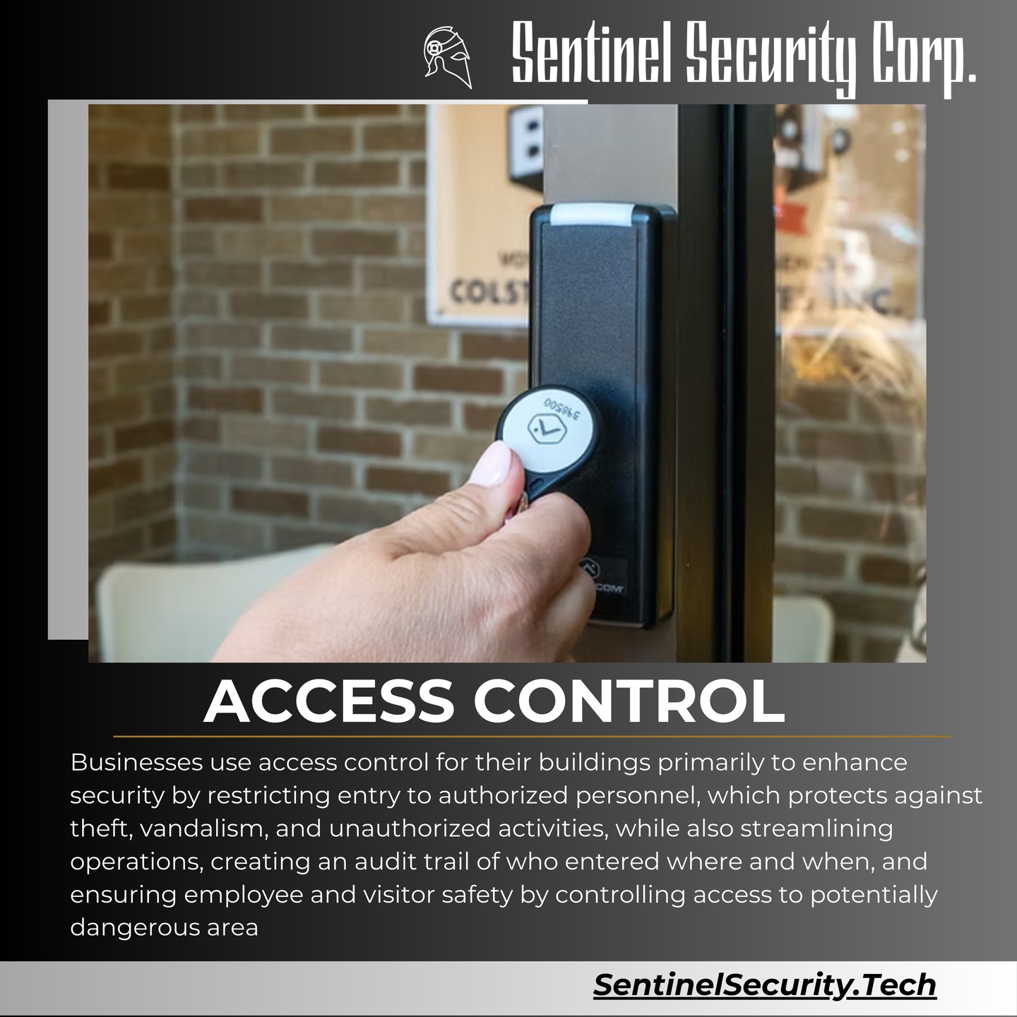 Access Control: Businesses use access control for their buildings primarily to enhance security by restricting entry to authorized personnel, which protects against theft, vandalism, and unauthorized activities, while also streamlining operations, creating an audit trail of who entered where and when, and ensuring employee and visitor safety by controlling access to potentially dangerous area
If you're interested in keeping your home or business safe and secure contact us today by visiting our website : sentinelsecurity.tech
#homesecurity #securitysystem #security #smarthome #surveillance #securitycamera #accesscontrol #securitycameras #technology #safety #camera #home #alarm #smartlock #alarmsystem #smarthometechnology #longisland #smallbusiness #businessowner #commercial #residential