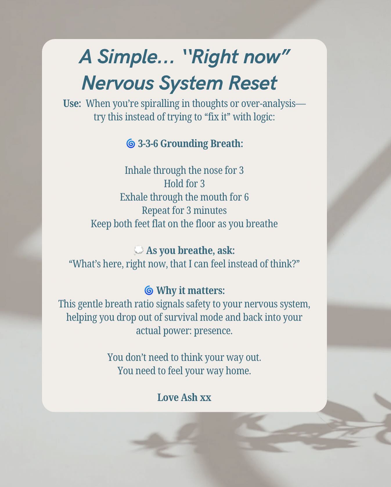 When you are spiralling and no matter how you try fix it, it seems unbearable.
Just breathe.