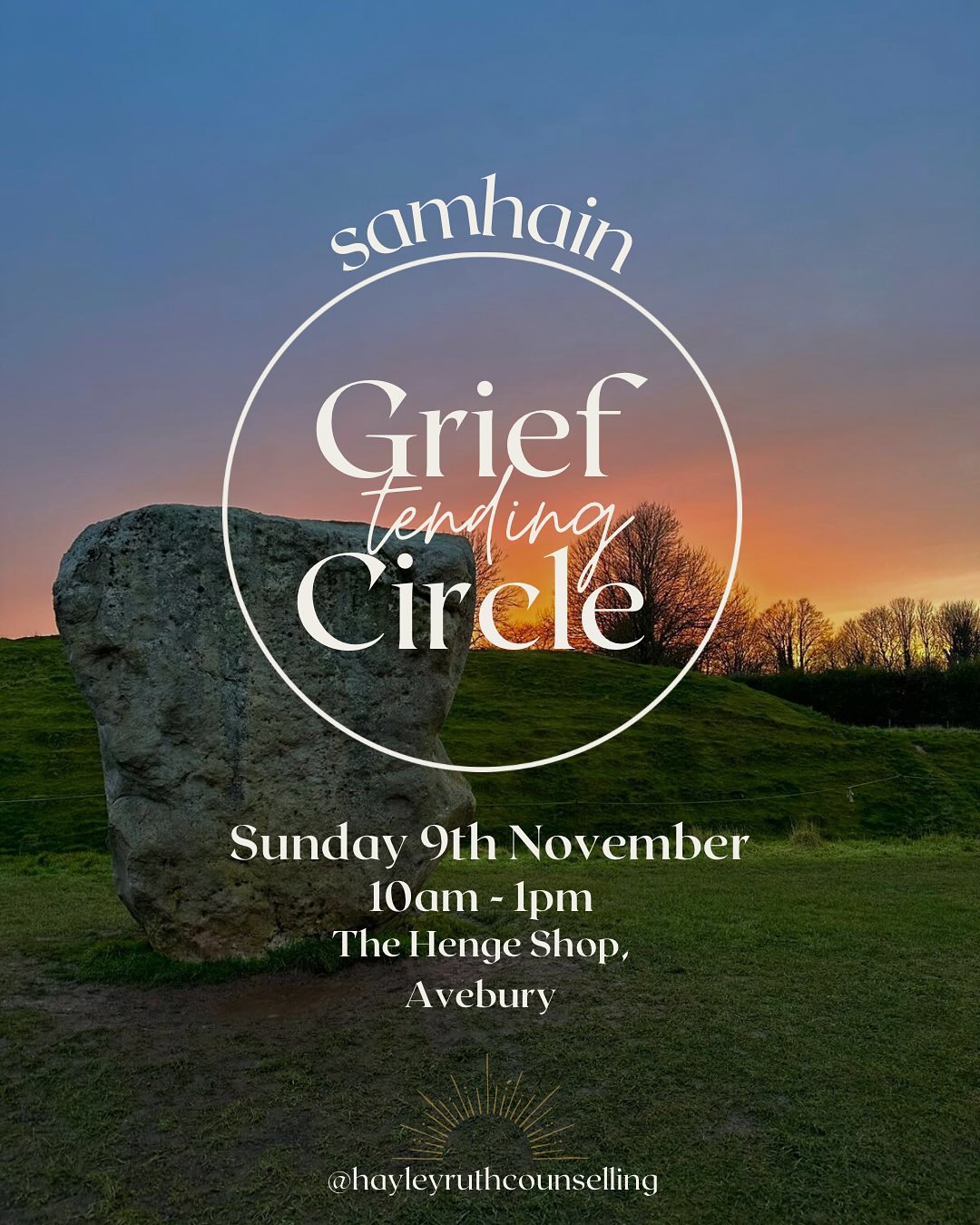 Join me for a Samhain Grief Tending Circle ✨
Sunday 9th November | 10am-1pm | The Henge Shop, Avebury 🪨
🍂 Gathering close to the festival of Samhain, we’ll explore how this seasonal threshold can guide us in our grief. Known to be a time where the veil between worlds is at its thinnest, we will take time to honour our wise and well ancestors and the grief we may carry for them too.
This sacred time invites us to surrender to the dark half of the year, focusing our energy inwards. We will explore how the cycles of life and death mirror our own journey through grief - finding beauty in the letting go and how sitting within the darkness of our grief can help us appreciate life’s light.
🍁 All grief is welcome - not only loss of loved ones, but the quieter griefs that come with change, transitions, endings, and our collective sorrows for the world.
Whether you’re familiar with grief tending or stepping into it for the first time, you will be supported and welcomed just as you are.
I hope you will join me 💛
✨ You can book your space via the link in bio ✨
Concessionary spaces are available - if you’d like to join and this would be supportive to you please get in touch - no questions asked 🫶🏼
#grieftending #griefcircle #grieftendingcircle #grieftendingincommunity #griefjourney #griefhealing #avebury #aveburystones #aveburystonecircle #samhain #samhainritual #wheeloftheyear #avebury #aveburystones