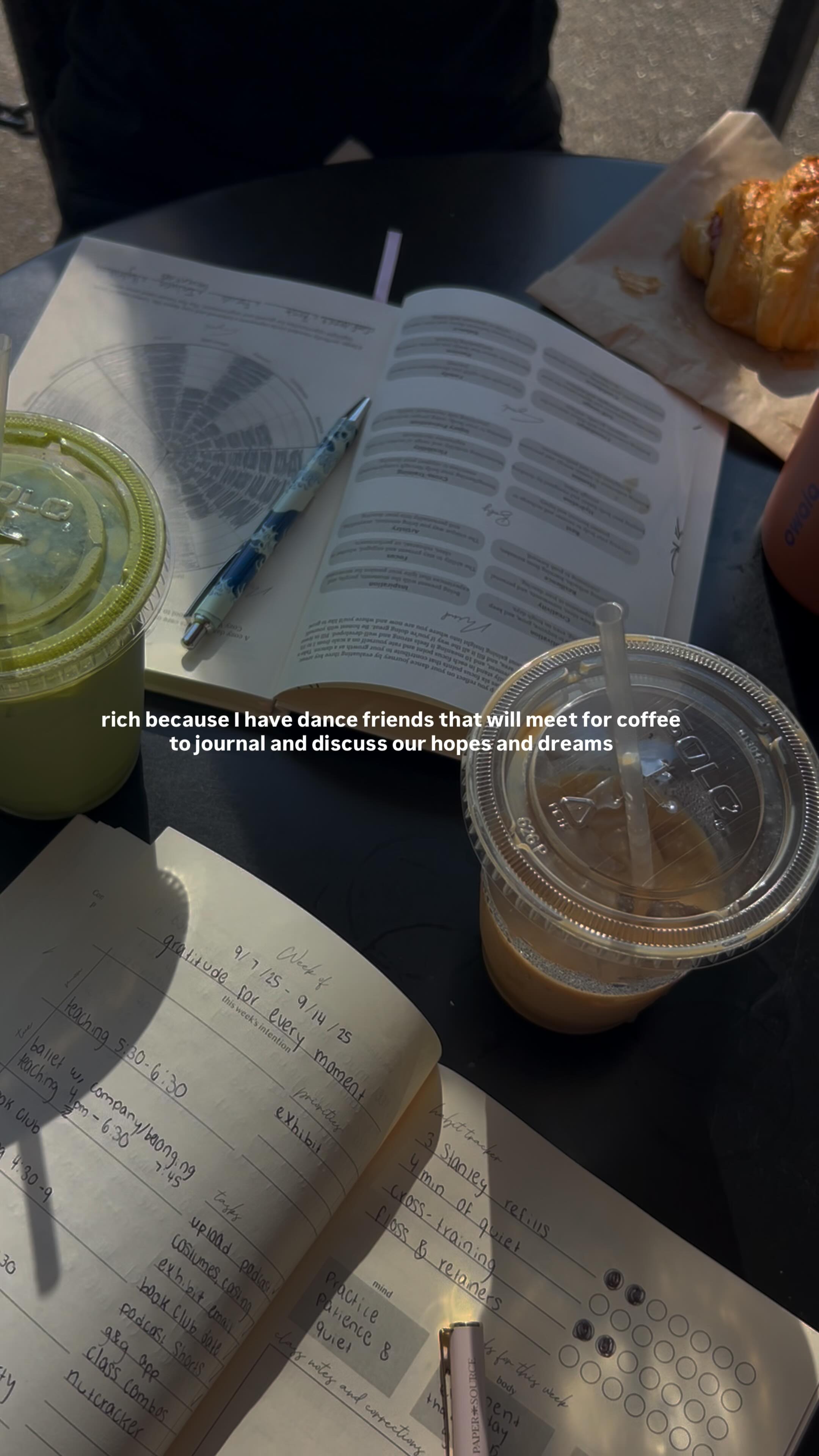 coffee & matcha + dance friends + journaling = time well spent