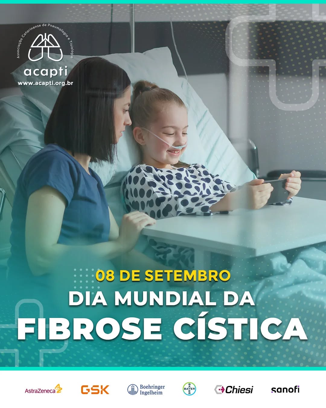 08 de Setembro – Dia Mundial da Fibrose Cística
Hoje é um dia para dar voz a milhares de pessoas que convivem diariamente com a fibrose cística, uma doença genética, crônica e ainda pouco conhecida por muitos. Também chamada de “doença do beijo salgado”, ela afeta principalmente os pulmões e o sistema digestivo, exigindo tratamento contínuo e acompanhamento multidisciplinar.
Neste Dia Mundial da Fibrose Cística, nosso compromisso é com a conscientização, o diagnóstico precoce, o acesso ao tratamento e a valorização da vida de cada paciente. Quanto mais informação, mais chances de uma vida longa e com qualidade.
Respire empatia. Espalhe conhecimento. Apoie essa causa.