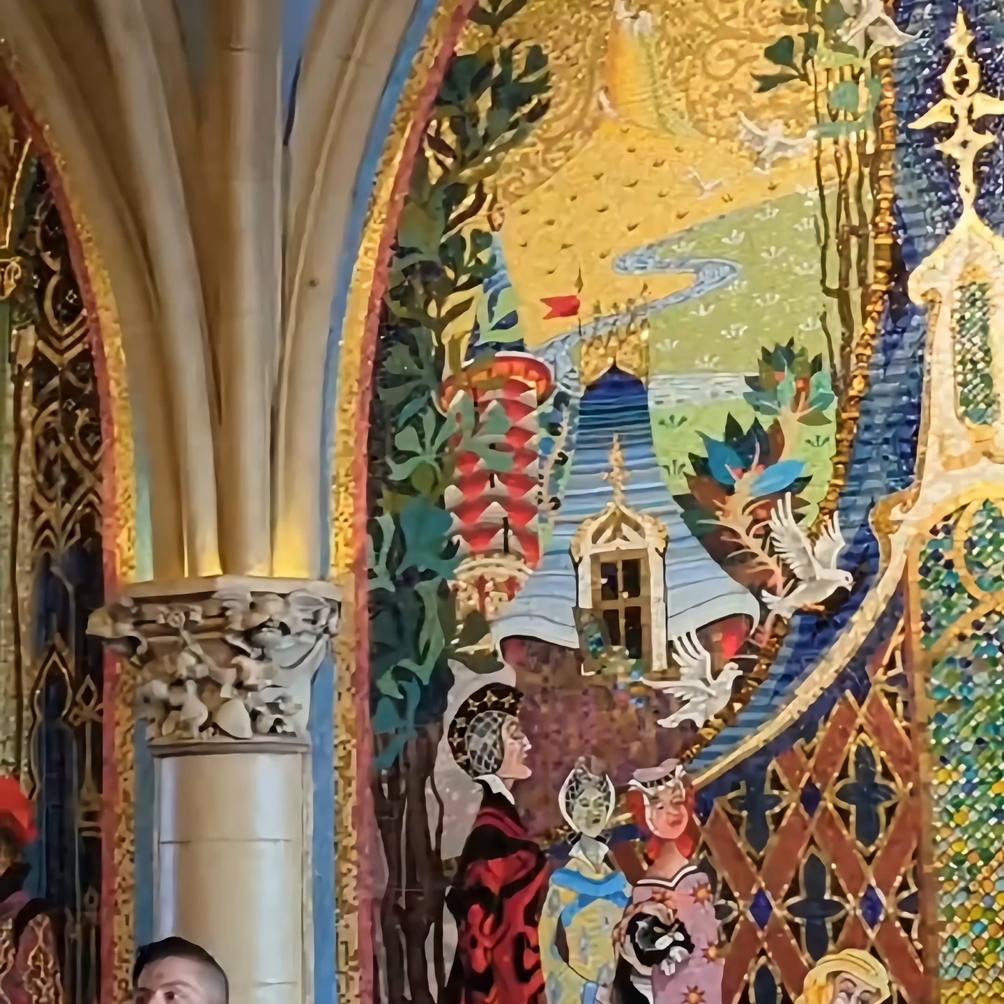 Walking through CInderella's Castle with the amazing murals ✨💖