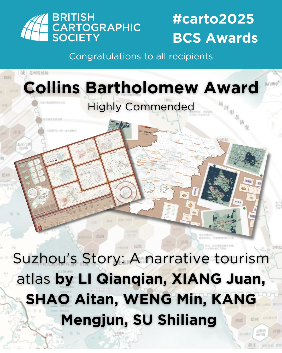 Thank you to Collins Bartholomew for their support in sponsoring the best thematic map or infographics award 2025.
Congratulations to the three runners up in this category: Zach Lee and Cory Pomerantz, East China Normal University, and Highly Commended entry from SU Shiliang et al.