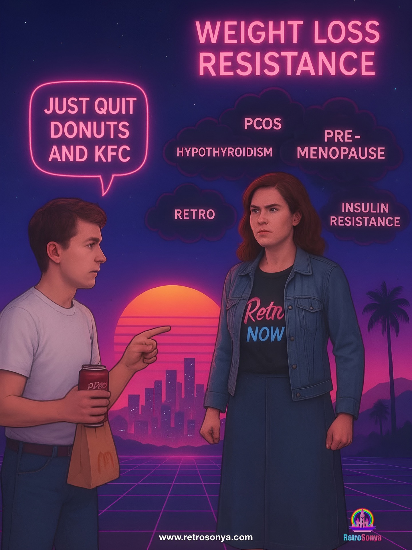 Been coming accross some sisters who are being bullied online and here I will be addressing it!
🌠 Storm Warning: Sisters, Stand Strong!
To every woman fighting the neon boss battle of menopause, insulin resistance, PCOS, or hypothyroidism — hear me loud and clear: you are not weak, you are not a failure, and you are not alone. 💜
People will throw cheap shots like, “If you’d just quit donuts and KFC, you’d lose weight.” That’s not wisdom, that’s ignorance dressed up as advice. They don’t know your storm, your tears, your sacrifices, your prayers. They don’t see the battles you’ve already fought just to stand here today.
Sisters, don’t let their words drag you down. 🌌 You’re walking through fire and still glowing in neon. That’s strength they can’t even comprehend.
Here’s the truth: the wind is shifting. Storms hit everyone at some point. And it’s going to shake the false assumptions people live by — especially those who strut through life untouched by health struggles. Maybe the storm hasn’t blown through their neon corner yet. But when it does, reality hits different.
So yeah, they can keep boasting while they can. But remember: storms don’t play favorites. And when the grid flickers and the façade falls, only the light of truth will still be glowing. 🌌⚡Never stop dreaming. You don’t quit because things get difficult. You keep pressing forward in faith, in hope, in determination.
Because even in the storm, the light of truth burns brighter than the lies. And that light is in you. ✨⚡
#NeonStrong ✨
#StormSisters 🌌
#FaithOverIgnorance ⚡
#GlowThroughTheStorm 💜
#synthwave