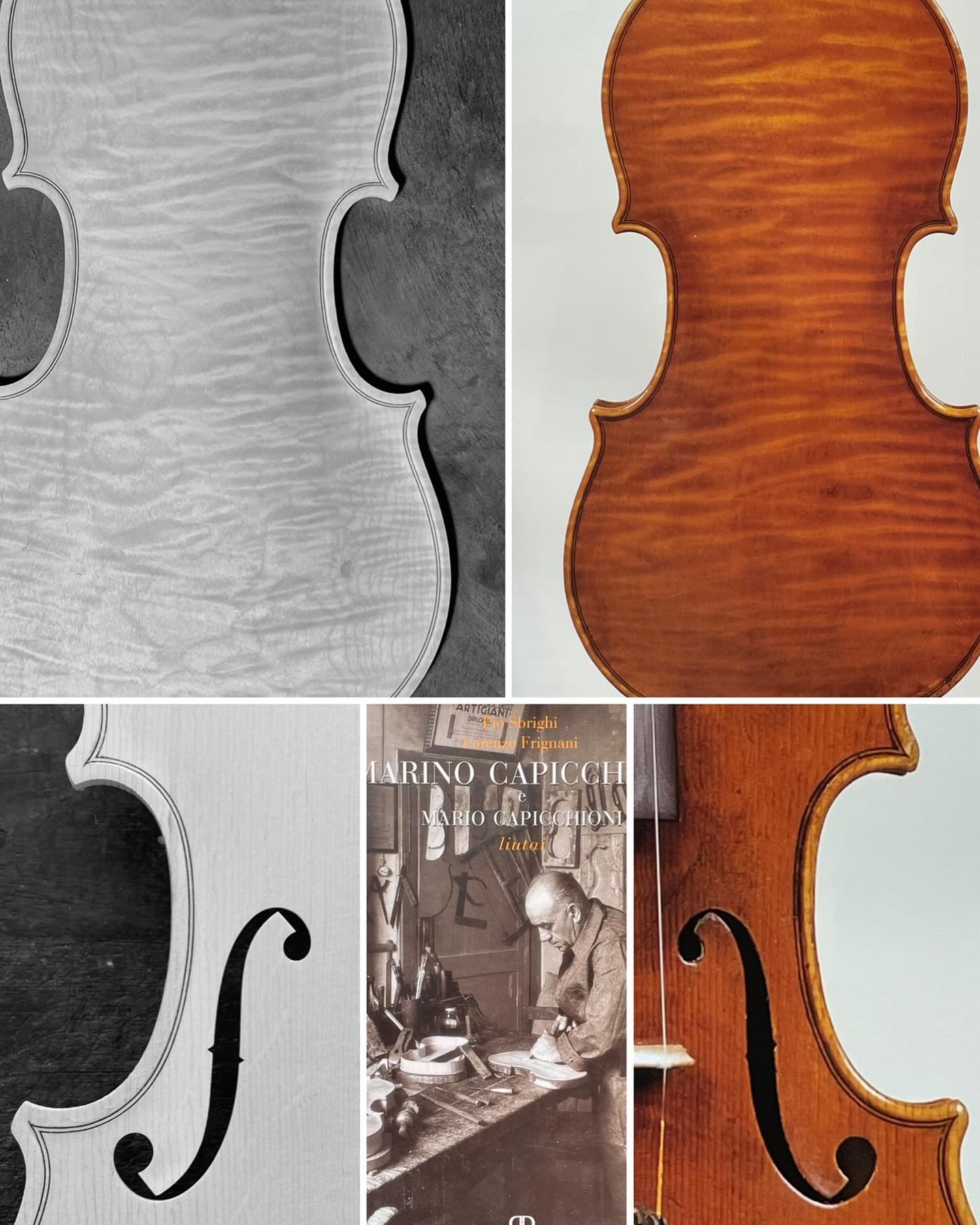Work in progress: copia violino Capicchioni 1940…a destra l’originale, a sinistra il violino in lavorazione