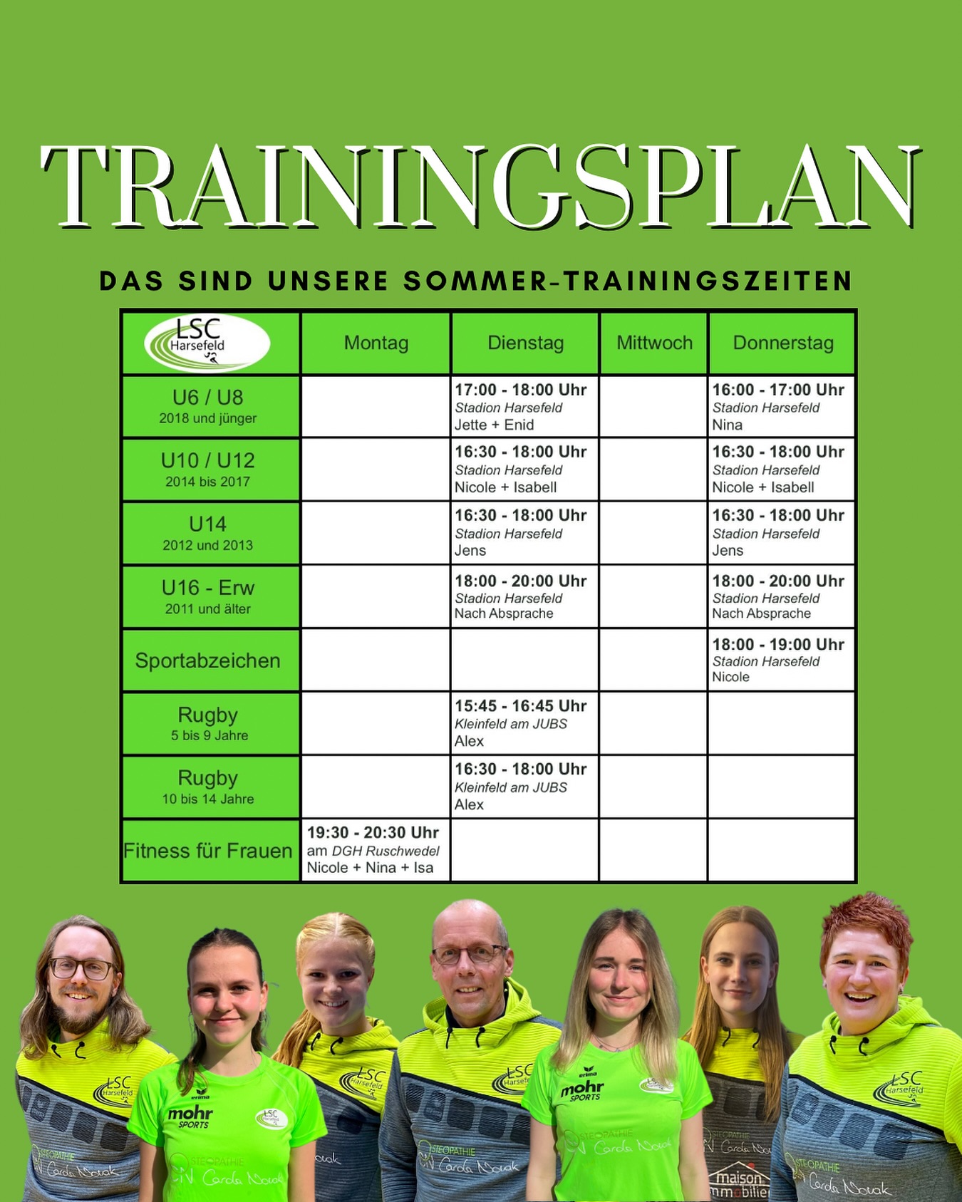 🚨 Update zum Trainingsplan! 🚨
Ab sofort trainieren wir jeden Donnerstag gezielt für das Sportabzeichen! 💪
Der große Tag ist am 27.09., also nutzt die Chance, mit uns zu üben und fit zu werden! 🏃♂️🔥💚
📍 Kommt gerne vorbei und trainiert mit – egal ob zur Vorbereitung oder zum Reinschnuppern.
📩 Meldet euch auch schon jetzt für den Sportabzeichen-Tag an!
https://form.campai.com/0y3L6-GcwkG2
#sportabzeichen #training #fitwerden #gemeinsamstark #sportupdate #trainhard