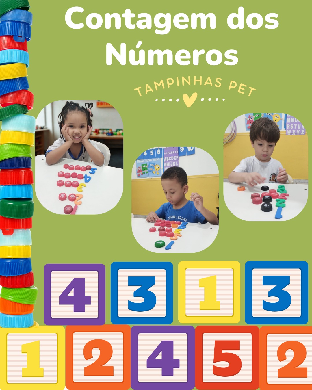 Dia de Contagem de Números no Educandário Santista! 🌟
Hoje nossas crianças se divertiram e aprenderam de forma prática e divertida com tampinhas de garrafas PET! 🟢🔴🟡
Entre risadas e muita curiosidade, elas contaram, separaram e organizaram os números, desenvolvendo habilidades de matemática, coordenação motora e atenção. ✨
Pequenos gestos, grandes aprendizados! 💛
#EducandárioSantista #AprenderBrincando #MatemáticaDivertida #Sustentabilidade #TampinhasPET #DiaDeAprender #educaçãocomamor