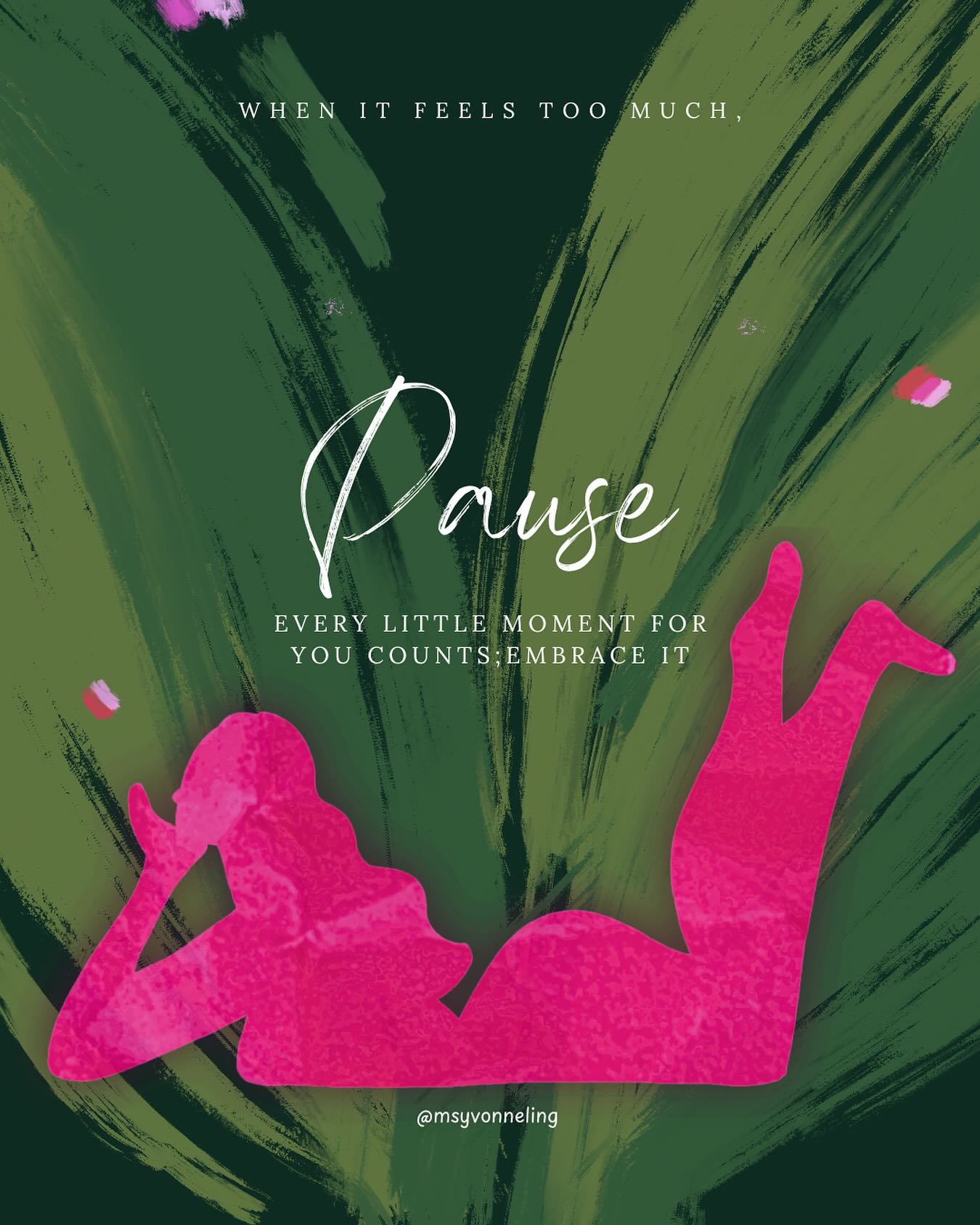 When it feels too much,
Pause. 🧘🏼♀️
Every little moment for you counts; embrace it. 🌿
Self-care is essential, not optional. 🌸
Even the smallest pauses can recharge your mind, body, and soul. Take a moment today to breathe, reflect, and nurture yourself. You deserve it.💜
How do you carve out your little self-care moments? Share below!
#thewombflower #PostpartumSelfCare #SelfCareForMoms #MentalHealthForMoms #PostpartumJourney #MomWellness #HealingThroughArt #JournalingForMoms #MomLifeBalance #MindfulMotherhood #PostpartumSupport #MomentsForMe #msyvonneling