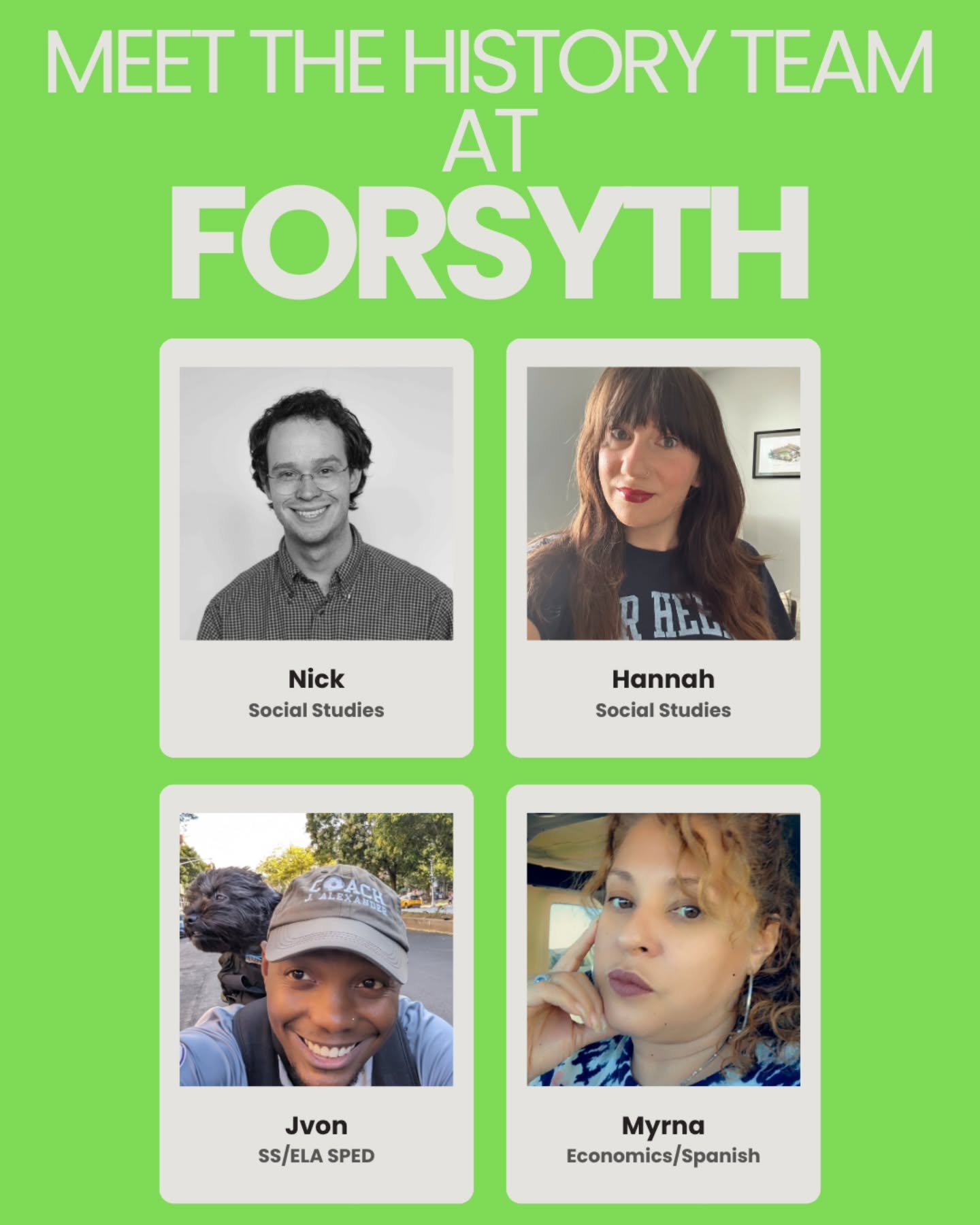 👋 Meet the History Team!
Social Studies - Nick, Hannah
Social Studies/ELA - Jvon
Economics/Spanish - Myrna
📚 Want to learn the stories of the past that explain the world today?
💵 Interested in learning how money makes the world go ‘round?... (and how to level up your bank account)
🌎 Want to learn about a new language and culture?
They've got you! History,Economics,Spanish = The Ultimate Trio!
#history economics #spanish #theultimatetrio #forsythsatelliteacademy
#highschool #transferhighschool #nyc #nychighschools #consortiumschools #experientiallearning