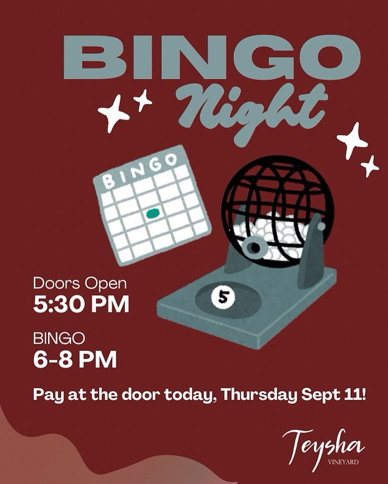 🎉 Our website is back up, but if you tried to grab Bingo tickets and couldn’t—don’t worry! 🎉
You’re still welcome to join us TONIGHT!
🕠 Doors open at 5:30 PM
🎱 Bingo kicks off at 6:00 PM
💵 Tickets available at the door
Grab your friends and come ready for a fun evening—we’ll save you a spot! 🍷✨