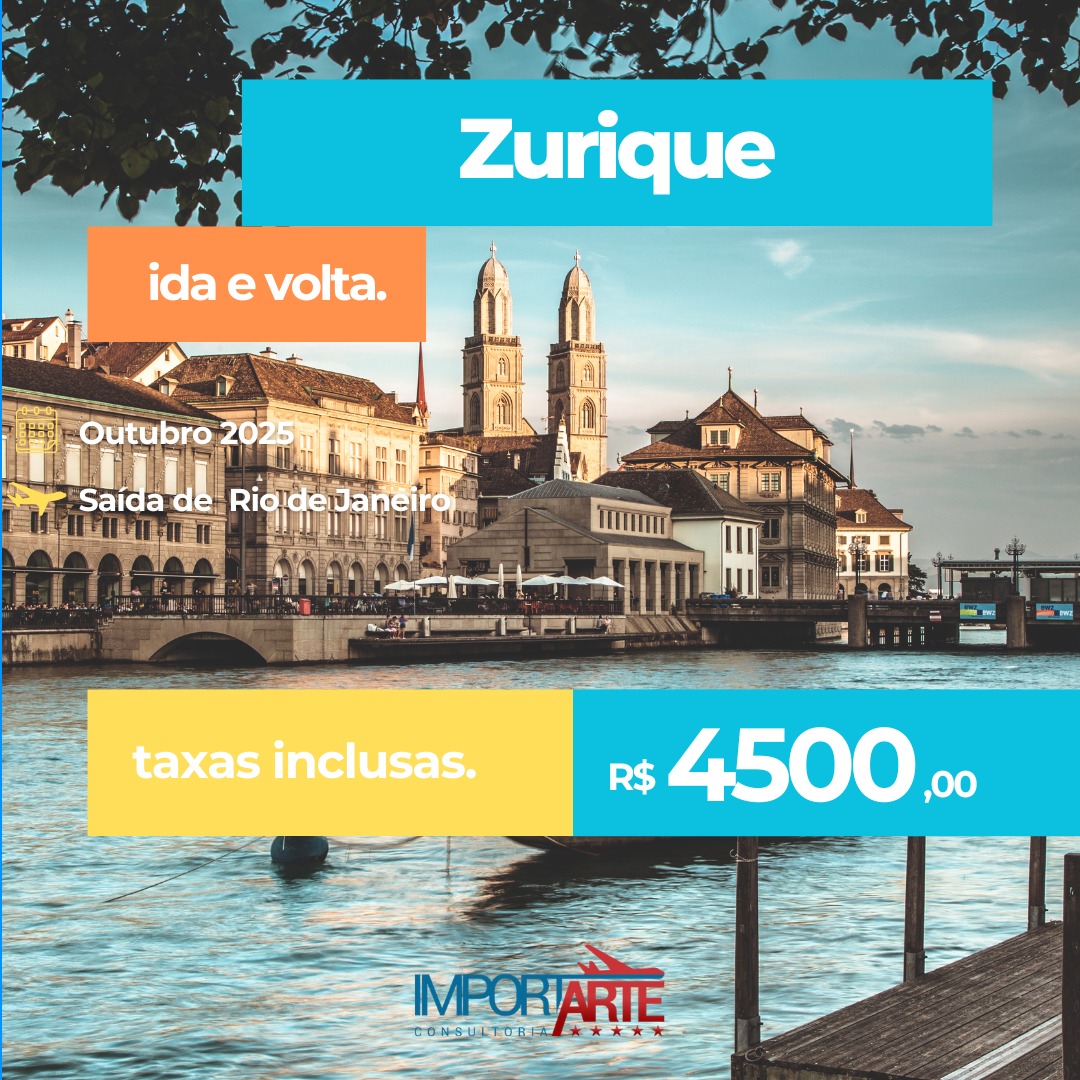 Viva a experiência de conhecer Zurique em outubro de 2025 com passagem ida e volta saindo do Rio de Janeiro por apenas R$ 4.500,00, já com taxas inclusas.
Uma oportunidade única para explorar a elegância da Suíça, seus lagos deslumbrantes, arquitetura histórica e qualidade de vida reconhecida no mundo inteiro.
Garanta sua viagem com a Importarte Consultoria e aproveite condições especiais.
#Zurique #Suica #TurismoEuropeu #ViagemInternacional #ImportarteConsultoria #PassagensAereas #Viagem #RioDeJaneiro #Europa