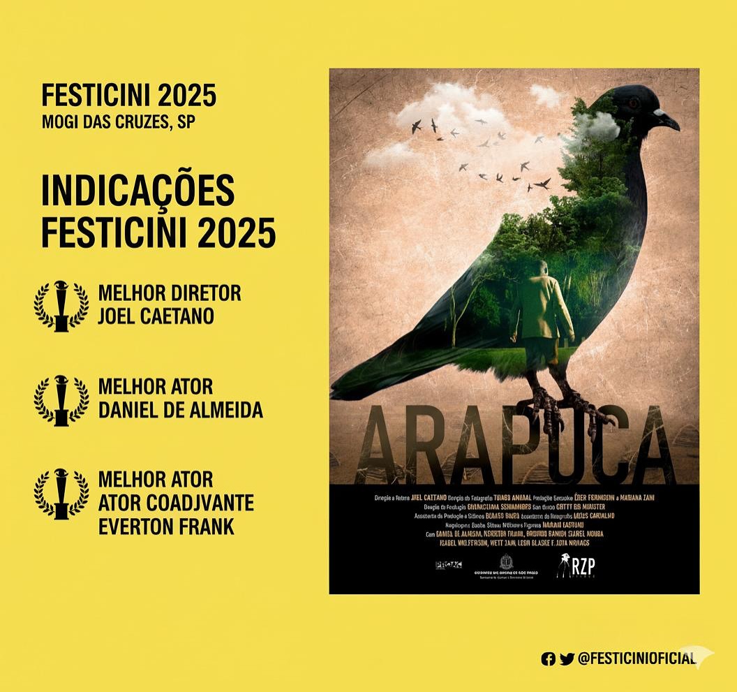 Seguimos celebrando as indicações no @festicinioficial.
Esse reconhecimento reflete não apenas o talento de nossos indicados, mas também o trabalho coletivo de todo o elenco e equipe técnica, que com dedicação e profissionalismo deram vida a este projeto.
Cada detalhe, da atuação à produção, da fotografia aos efeitos visuais foi fundamental para a realização do filme.
Reforçamos o nosso agradecimento especial à organização do FESTICINI, que acontece de 17 a 28 de setembro em Mogi das Cruzes, pelo reconhecimento e por valorizar o cinema independente.
Seguimos juntos, celebrando e fortalecendo o audiovisual brasileiro.
#Arapuca #Festicini #CinemaIndependente #Equipe #Elenco #RZPFilmes #Cinema #Cinemabrasileiro #Premiacao #Festival