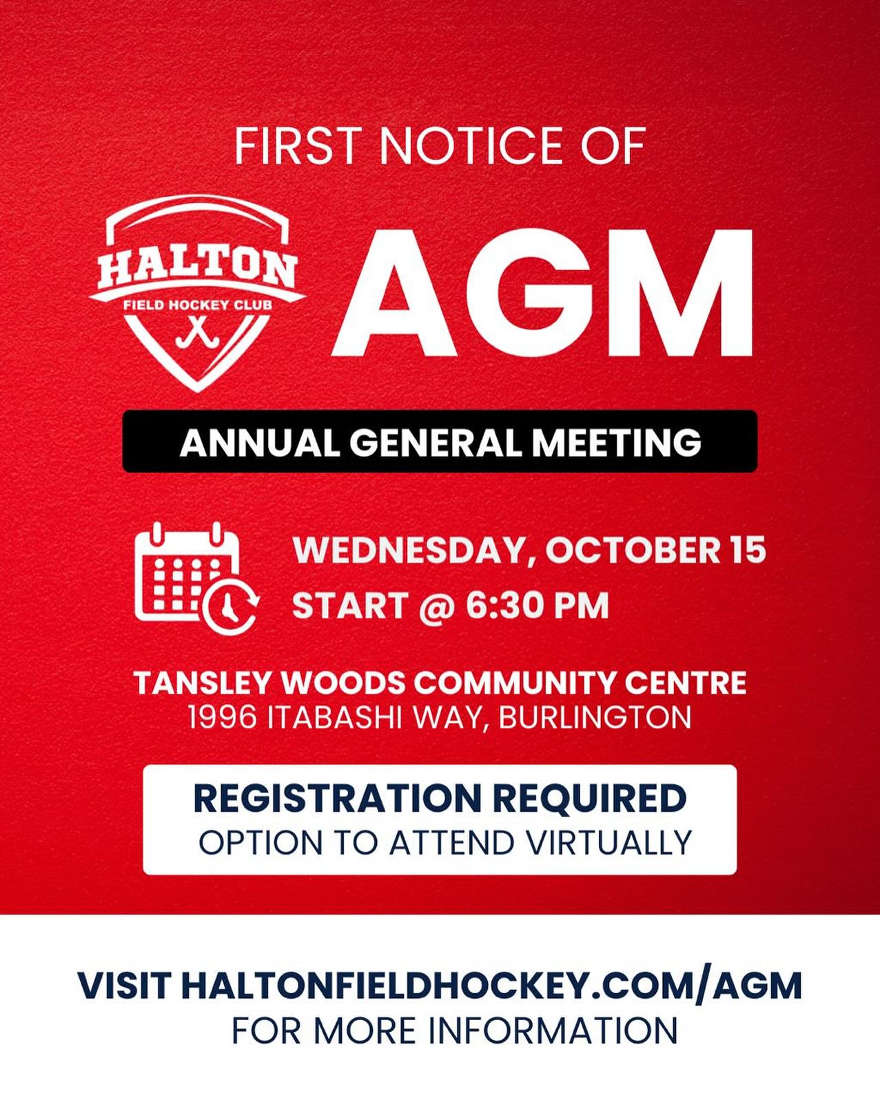 Our Annual General Meeting is coming soon! It will take place on October 15 at Tansley Woods in Burlington. If you are unable to attend in person there is a virtual option. Check out our website for more information!
#haltonfieldhockey #halton #fieldhockey #thrasher #burlington #oakville