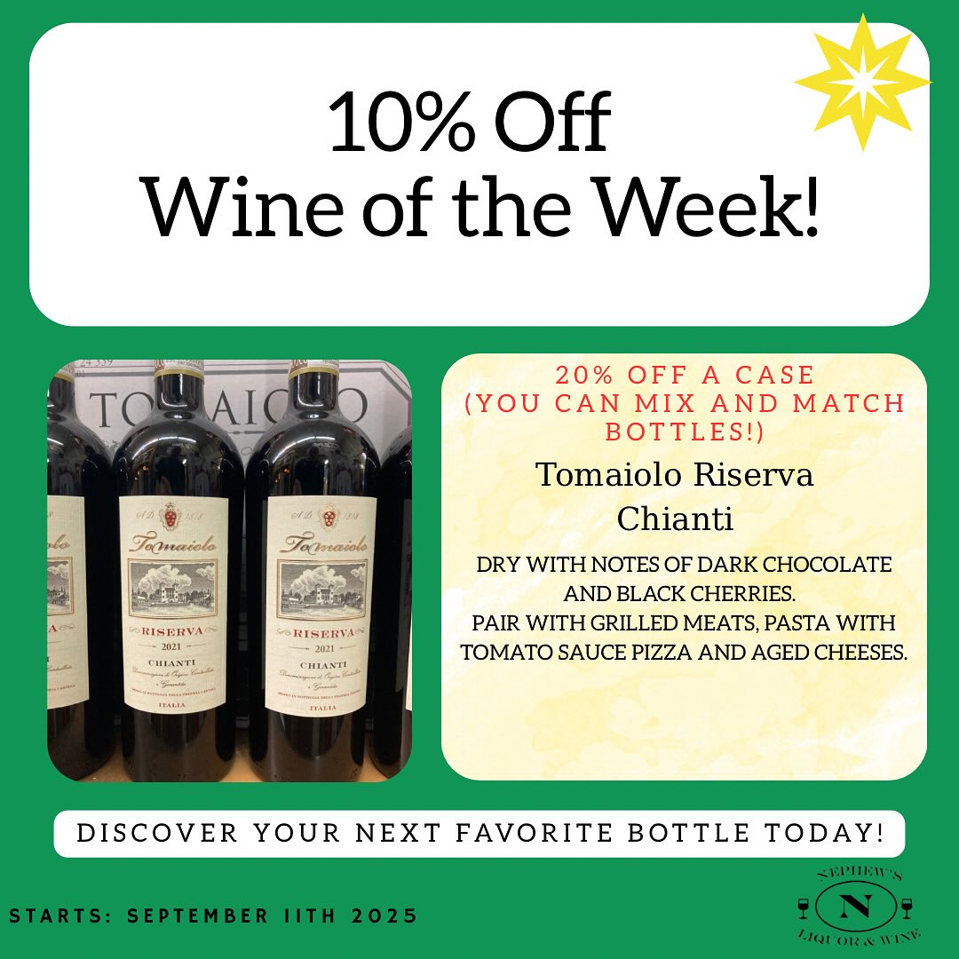 Wine of the week!#tomaiolo #tomaiolochianti #wine#chianti#redwine#upstateny#lakechamplainny#rousespointny#adurondacks#quebec#canada#montreal#ontario#toronto#redwine#redwinelover #shoplocal#foodandwine