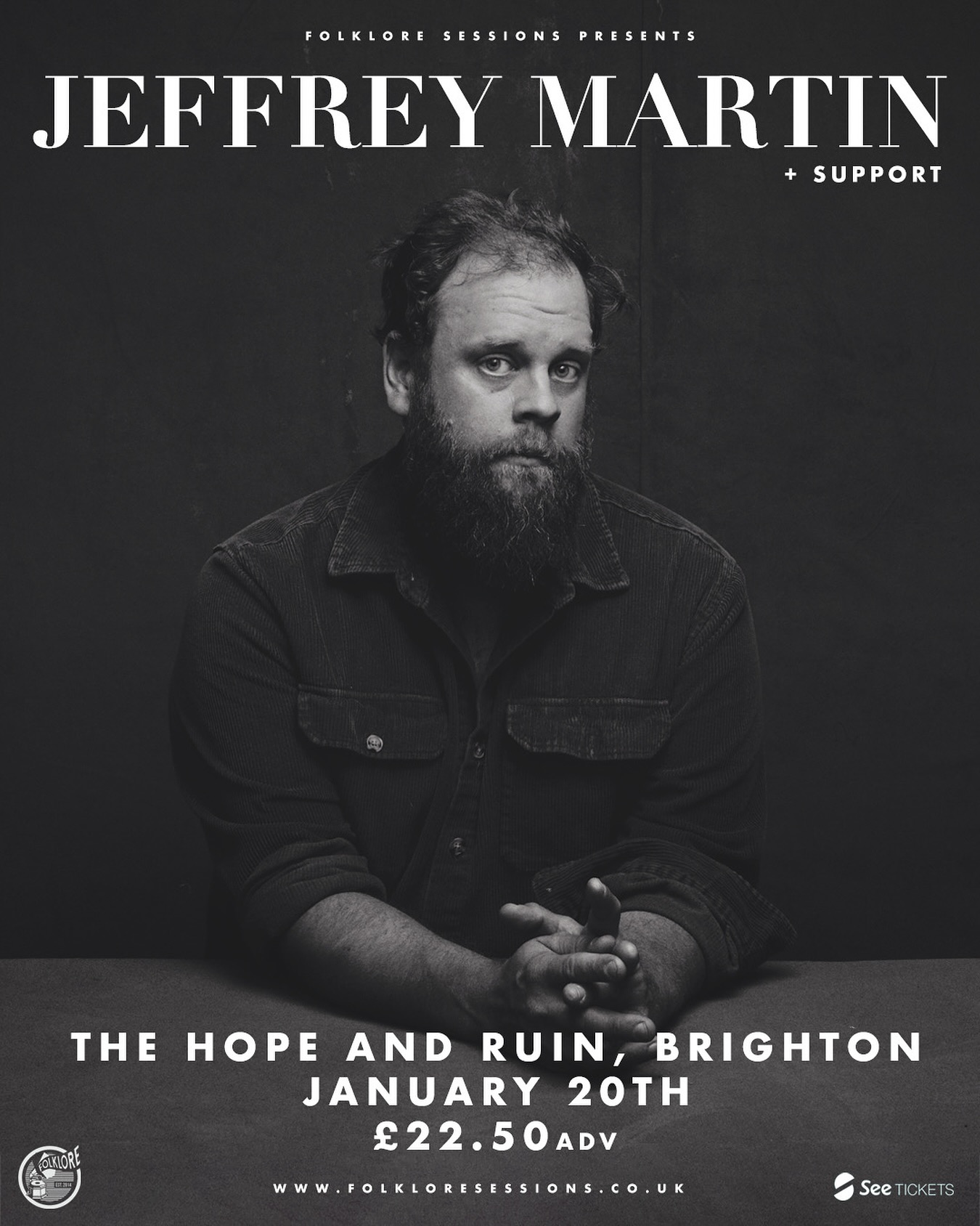 📣 NEW SHOW ANNOUNCEMENT 📣
Following sold out residences at The Folklore Rooms and then the Prince Albert, the unmistakable Jeffrey Martin (@jeffreymartinmusic) returns to Brighton, and this time at The Hope & Ruin.
Jeffrey has been one of our favourite artists for many years and is one of Americas true great songwriters - We encourage you to get your tickets ASAP to see a masterclass in songwriting.
Available via the website NOW 🖤
FOLKLOREx