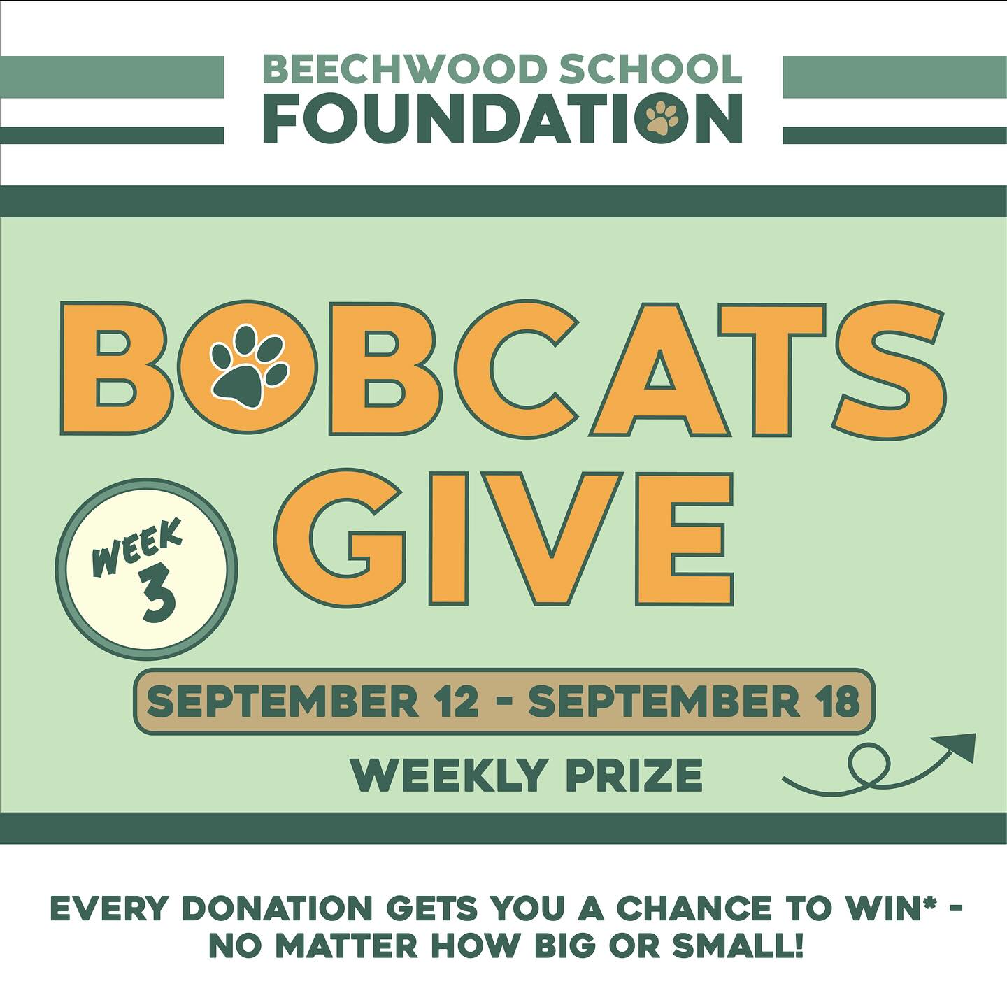 We’re kicking off WEEK 3 on a high!
Our Bobcats Give fundraiser is on fire and we still have some awesome prizes to give away!
Anyone who donates any amount between now and Thursday, 9/18, will be entered in the chance to win an Apple AirPod Headphones + 1 Big Into Energy Blindbox!
We loved watching our community come together to support and keep funding so many amazing programs at our school!
Don’t forget, anyone can be a winner! Family members and friends can support on behalf of your students. Also, weekly prizes aren’t the only thing you can win.
We also have a grade level participation competition. One lucky grade level can win a Movie break for an afternoon just by donating! So be sure to mark what grade level bobcat you are supporting when you donate.
Up for grabs is also the ultimate Grand Prize! If you’ve donated to the Bobcats Give fundraiser at any time totaling a minimum of $500, you’re entered in for a chance to win a 4 pack of Disneyland Park hopper tickets! You don’t want to miss out! Visit the link in bio to donate.
#BobcatsGive
