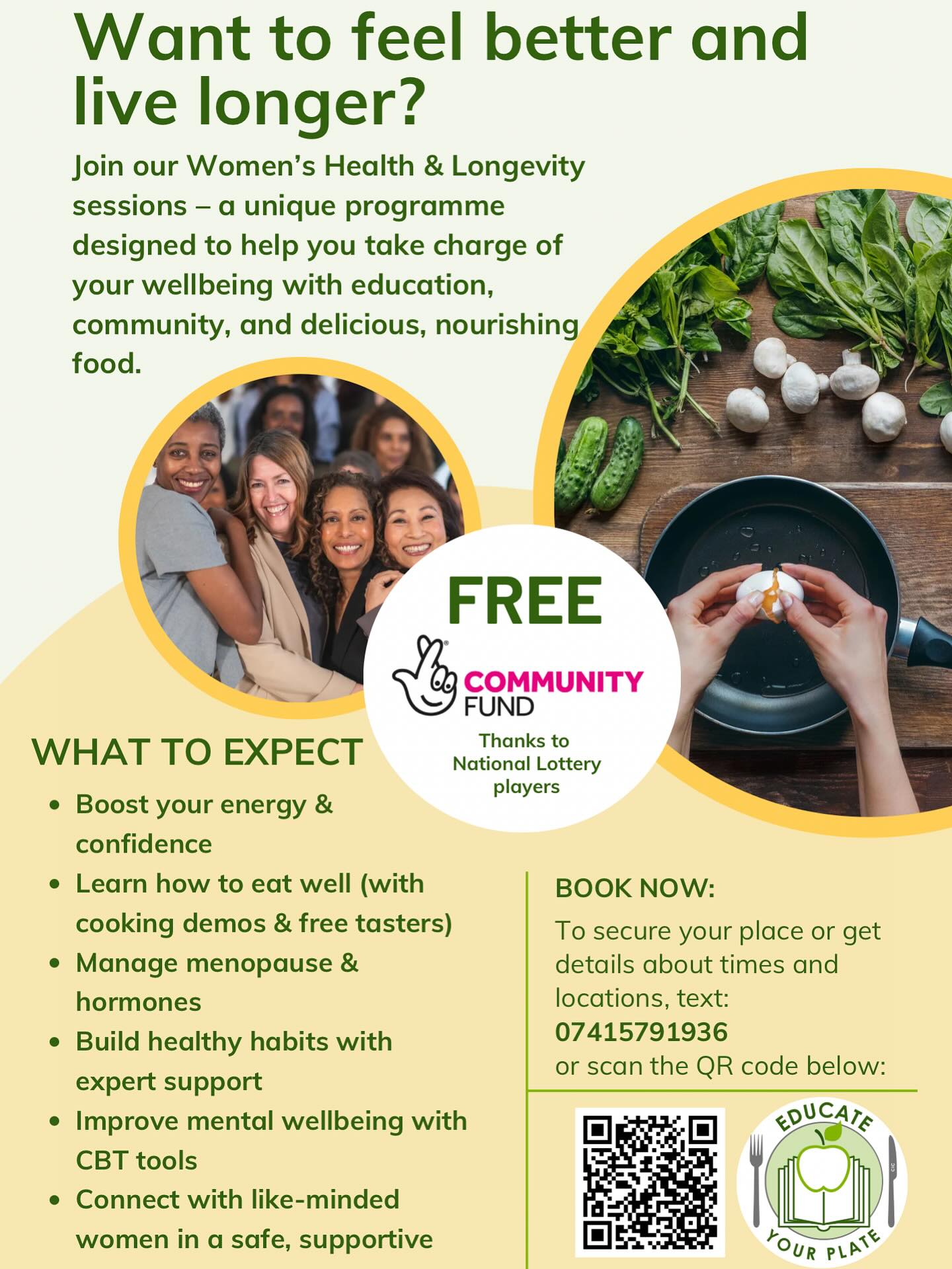 ✨ Ladies of Halton – this is for YOU! ✨
Are you ready to feel healthier, stronger, and more energised – without fad diets or quick fixes?
We’re launching FREE Women’s Health & Longevity Sessions, funded by the National Lottery Community Fund, right here in Widnes.
📅 Wednesdays (term-time only) starting 24th September
🕖 7.00–8.30pm
📍 St John’s Church, Greenway Rd, Widnes (near Victoria Park)
🍽 Includes a healthy meal/snack
What to expect:
✅ Nutrition workshops (real food, not restrictions)
✅ Expert talks & wellbeing tools
✅ Cooking demos & tasters
✅ Supportive community of women like you
These sessions are completely free – but spaces are limited.
👉 Book your place now (DM for booking link)
👉 Tag a friend who’d love this
👉 Or comment INTERESTED and we’ll DM you the details
💜 Because your health should last a lifetime.
#Widnes #Halton