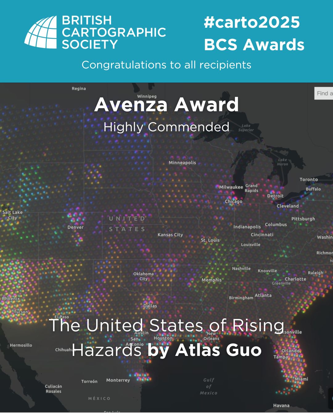 Thank you to Avenza Systems (@avenzamaps) for their support in sponsoring the best electronic map award 2025.
Congratulations to the three runners up in this category: @wuhan_university, @britishantarcticsurvey, and Highly Commended entry from Atlas Guo @cartoguophy.