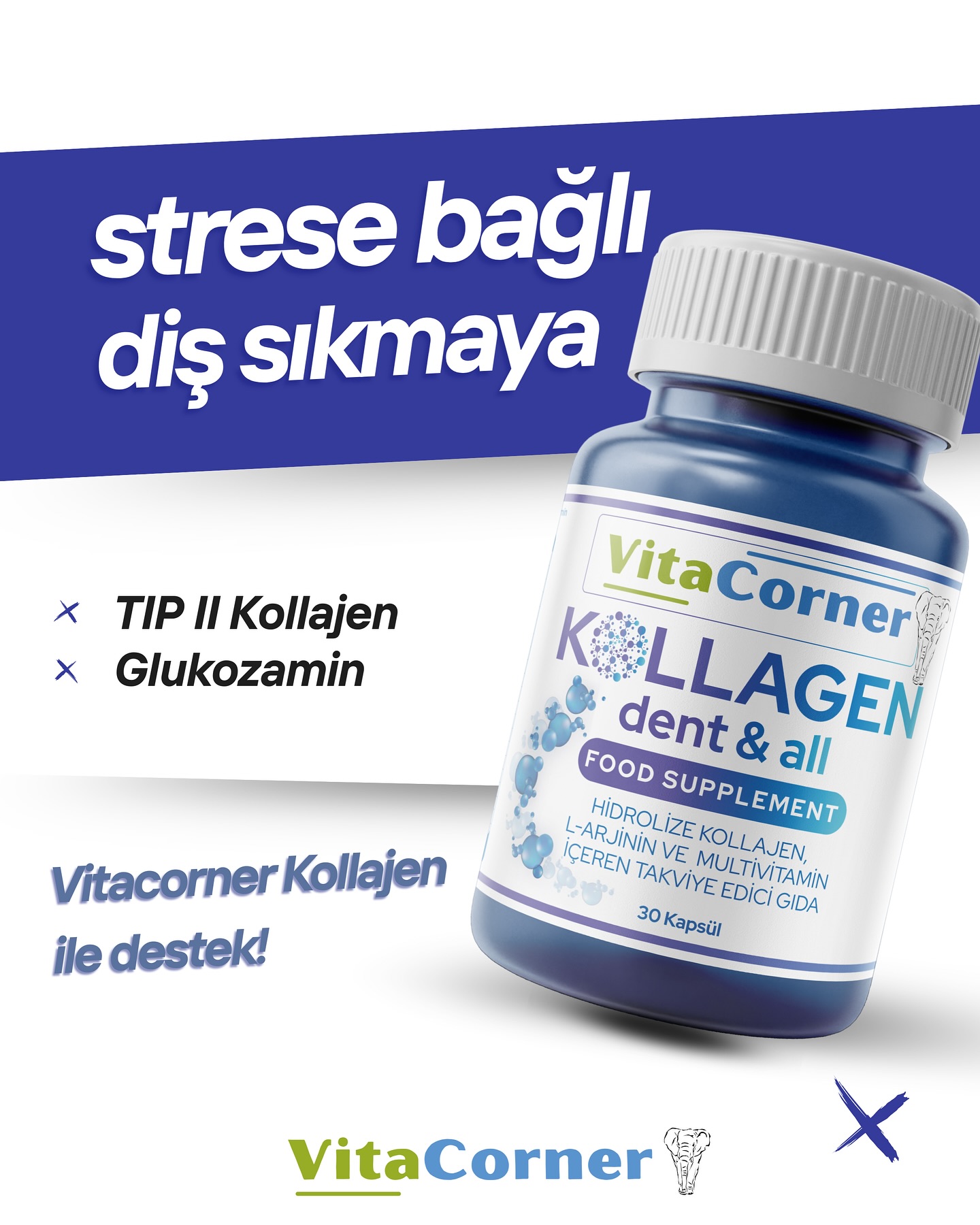 Diş sıkmanın sebebi çoğu zaman strestir! VitaCorner Kollagen; içeriğindeki B, D, A, C vitaminleri ve minerallerle stres kaynaklı diş sıkmanın azalmasına destek olur.
Tip II Kollagen ve Glukozamin sayesinde eklem rahatsızlıkları ve kas ağrılarında da etkilidir.
Diş sıkma problemi yaşıyorsanız, bir diş hekimi kontrolünü de ihmal etmeyin!
Detaylı Bilgi ve Satın Almak İçin
www.vitacorner.com
📲0531 086 69 64
#vitamin #dişsıkma #takviyeedicigıda