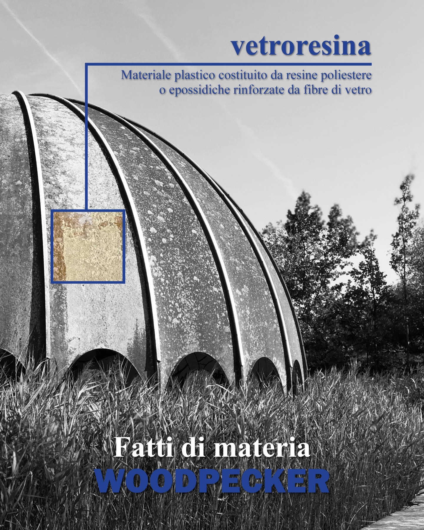 Fatti di materia: la vetroresina
La cupola della Woodpecker è composta da 23 spicchi in vetroresina traslucida. Una scelta non solo tecnica, ma prima di tutto architettonica: la vetroresina traslucida cambia la percezione dello spazio e rende l'oggetto unico e riconoscibile.
Se vuoi conoscere più a fondo il progetto, leggi l'articolo al link in BIO!
.
.
.
Immagini:
1, 3-8) Woodpecker durante il sopralluogo nel giugno 2017, foto personali
2) Vetroresina, fonte: Wikimedia Commons
9) Heydar Aliyev Cultural Center di Zaha Hadid Architects, fonte: Wikimedia Commons
10) Nelson-Atkins Museum of Art di Steven Holl, fonte: Flickr, foto di Marc Teer
#architettura #architetturaitaliana #archilovers #romagna #milanomarittima #woodpecker #vetroresina #materiali