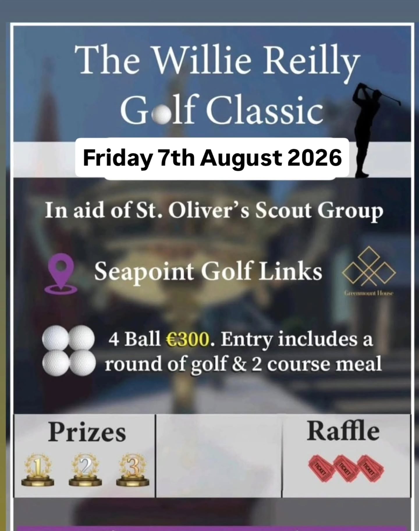 The dust has settled on the Greenmount House Willie Reilly Golf Classic 2025, and plans look now to the next years edition โณ๏ธ ๐๏ธโโ๏ธ
๐ฃ Date for the Diaries ๐
๐ฃ
We are delighted to announce that the fifth edition of the Greenmount House Willie Reilly Golf Classic will take place on Friday, 7th August 2026, in @seapointgolflinks followed by awards ceremony back in @greenmounthousedrogheda
We are looking forward to another fantastic day of golf โณ๏ธ all in aid of St Oliverโs Scout Group Drogheda.
#datefordiary
#greenmounthousewilliereilygolfclassic #SeapointGolfLinks #drivefor5 #stoliversscoutgroup #droghedascouts #golfclassic