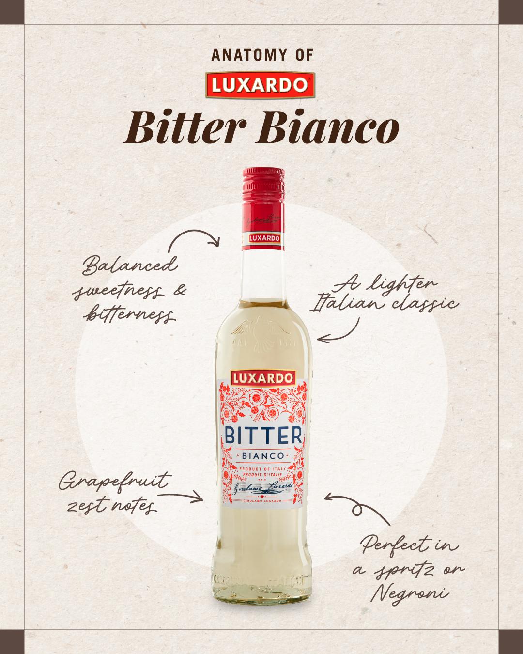 Bright, herbal, and crystal clear ✨ Luxardo Bitter Bianco brings a modern twist to classic aperitivo cocktails 🍸🌿