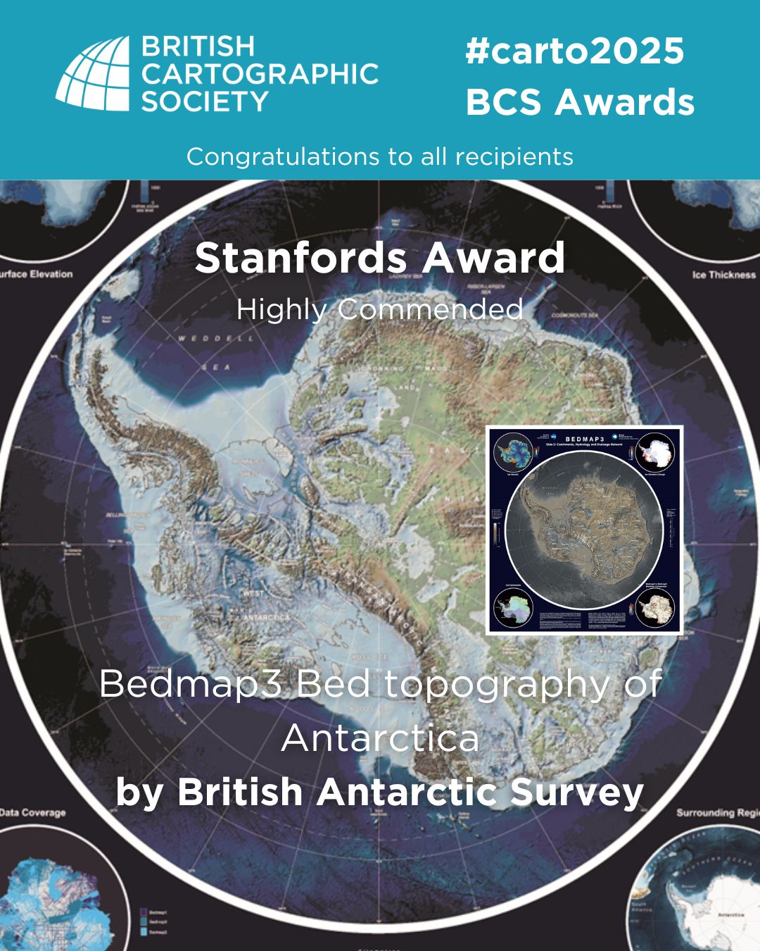 Thank you to @stanfordstravel for their support in sponsoring the best paper map award 2025.
Congratulations to the four Highly Commended runners up in this category: @britishantarcticsurvey, Laura Gerrish (BAS), @the_kontiki_maps , and @harveymaps