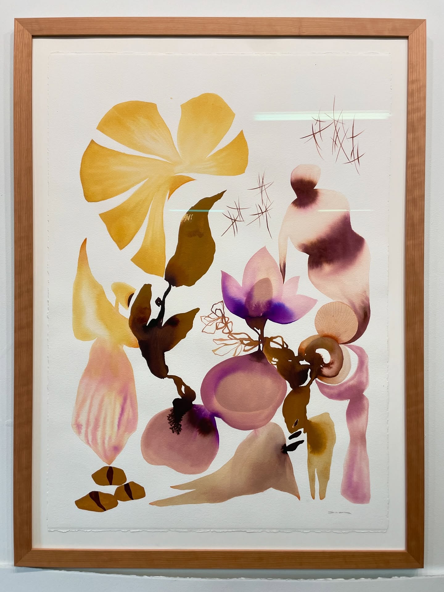 Collect Call 6 Collectors Carrie McCabe-Johnston and Jasha Johnston are celebrating the artists in their collection by inspiring others to include their artwork in their own homes. The unique aspect of this celebration is that the pieces on display are available for sale, allowing you to expand your collection with works by these talented artists.
Suyao Tian is a professional artist based in the Twin Cities, MN. She currently serves as an adjunct faculty member at the Minneapolis College of Art and Design, where she teaches classes in water-based media. Suyao is the founder and owner of Viewpoint Gallery, an Executive Board member of Art Buddies, and a board member of the Northeast Minneapolis Arts Association (NEMAA). She earned her Bachelor of Arts (BA) degree from the University of Central Arkansas and her Master of Fine Arts (MFA) from the Minneapolis College of Art and Design. As an independent curator and abstract painter specializing in water-based media, her work has been featured in numerous group and solo exhibitions both nationally and internationally. Suyao is represented by Claire Oliver Gallery in New York City, and her paintings are in the collections of various museums, institutions, and renowned collectors, including the North Dakota Museum of Art and the University of Minnesota. In the commercial art sector, she has collaborated with prestigious companies such as Target, Room & Board, MSP International Airport, and BOND International Design Agency, among others.
“The Space Between Moments”, Water Based Media on paper, 2025, $3850, 42’’x30’’ @suyaotian