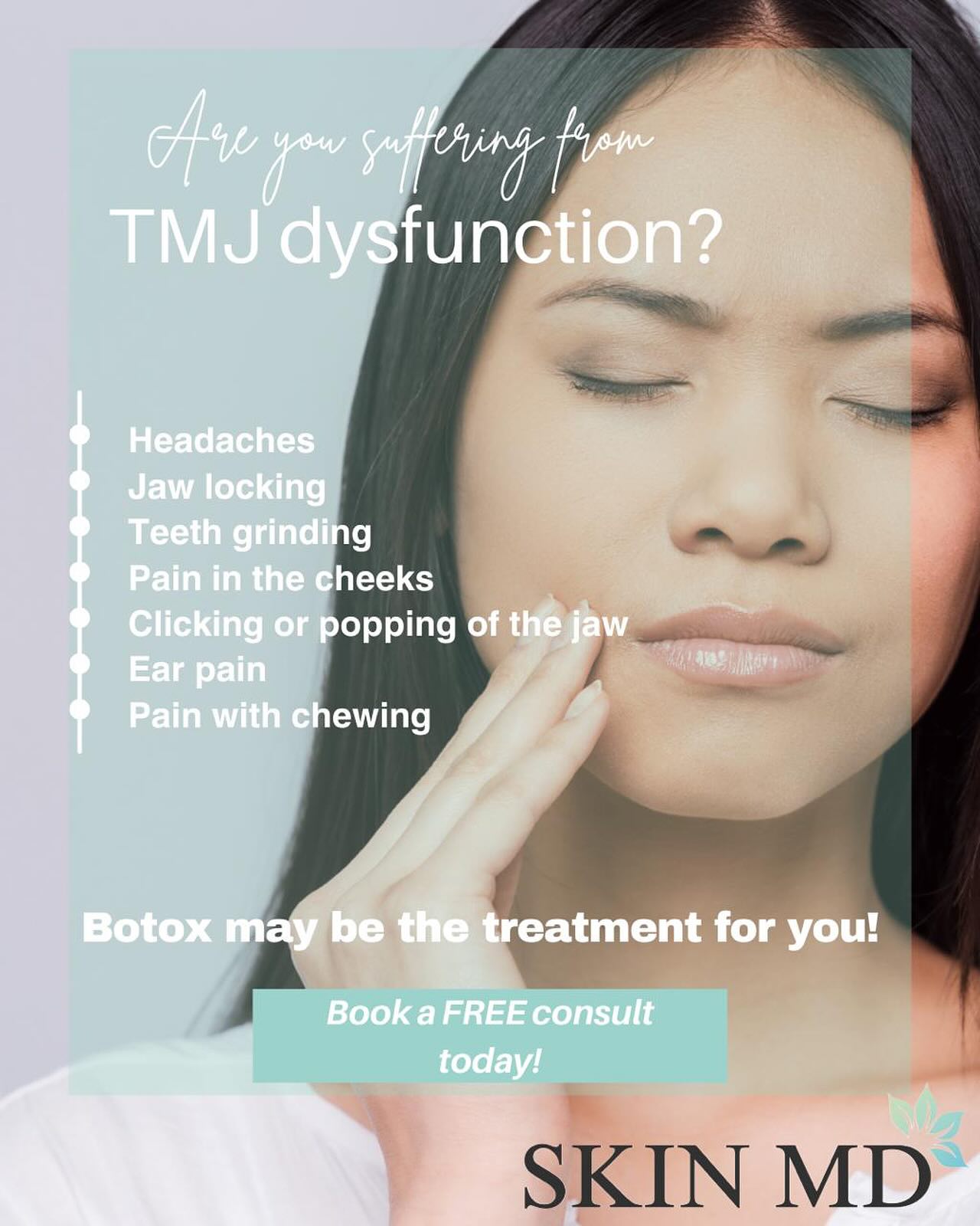 ✨ Say goodbye to jaw pain & tension headaches! ✨
We’re now offering Botox® for TMJ relief at SKIN MD.
✔️ Safe & effective treatment
✔️ Reduces clenching, grinding & discomfort
✔️ Improves quality of life
💆♀️ Book your FREE consultation today!
📞 Call us at 905-847-7017