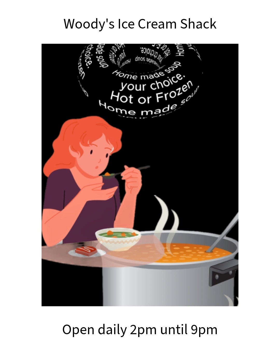 Warm up with our homemade soup!
Craving comfort? Dive into our delicious homemade soup, available all month long at Woody's! 🍲 Have a scoop of your favorite ice cream, and don’t forget to grab a 12oz frozen bowl of soup for tomorrow's lunch. It's the perfect way to treat yourself today and prepare for tomorrow!
#Woody'sSoup #HomemadeGoodness #SoupSeason #IceCreamAndSoup #ComfortFood