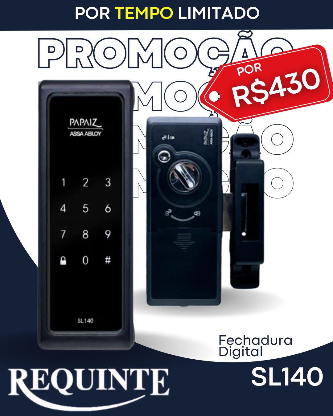 💥 APENAS R$430 por tempo limitado! 💥
A Fechadura Digital SL140 Smart Lock de Sobrepor Papaiz combina tecnologia avançada, praticidade e design elegante em preto fosco. Ideal para residências e escritórios, oferece até 200 cadastros de usuários com senha, além de funções inteligentes que tornam o dia a dia muito mais seguro e simples.
✨ Destaques:
✔ Senha de 4 a 8 dígitos com modo master (administrador)
✔ Cadastro de até 200 usuários
✔ Travamento automático com sensor
✔ Tela digital touchscreen com fechamento por toque
✔ Funções extras: senha falsa, modo privacidade, modo silencioso
✔ Alarmes de arrombamento e porta aberta
✔ Aviso de bateria fraca + alimentação de emergência (9V)
✔ Instalação simples e rápida, já acompanha gabarito e pilhas
📍 Disponível na Requinte – Rua Rego Freitas, 336 – SP
📲 Chame no WhatsApp e garanta a sua com preço especial!
#PromoçãoRequinte #FechaduraDigital #PapaizSL140 #SegurançaInteligente #TecnologiaPapaiz #RequinteFechaduras