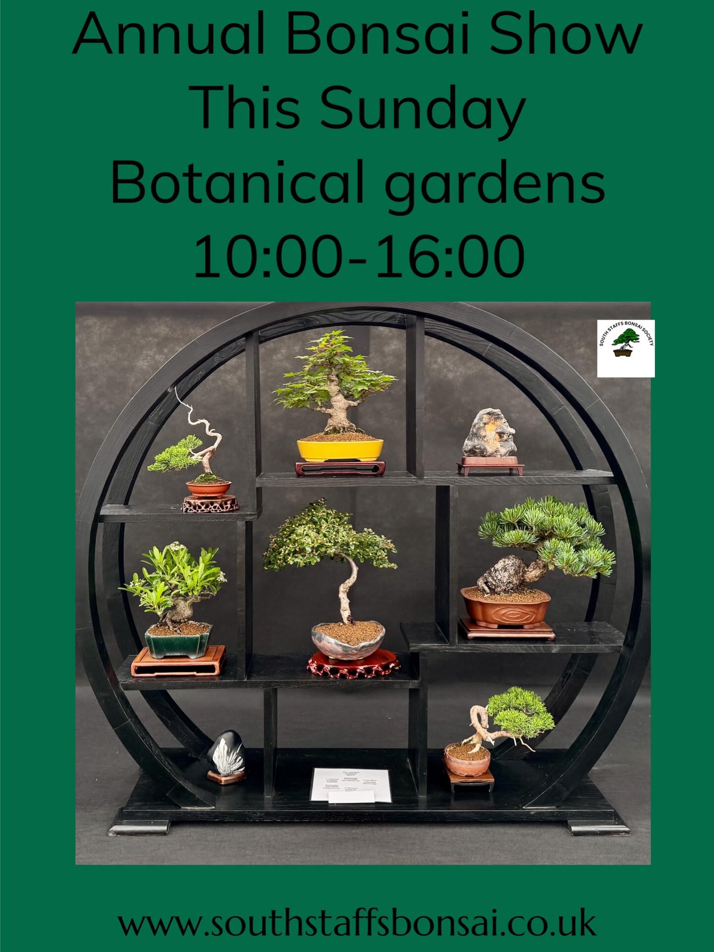 Our annual show is this Sunday at @bhambotanicalgardens. @southstaffsbonsai