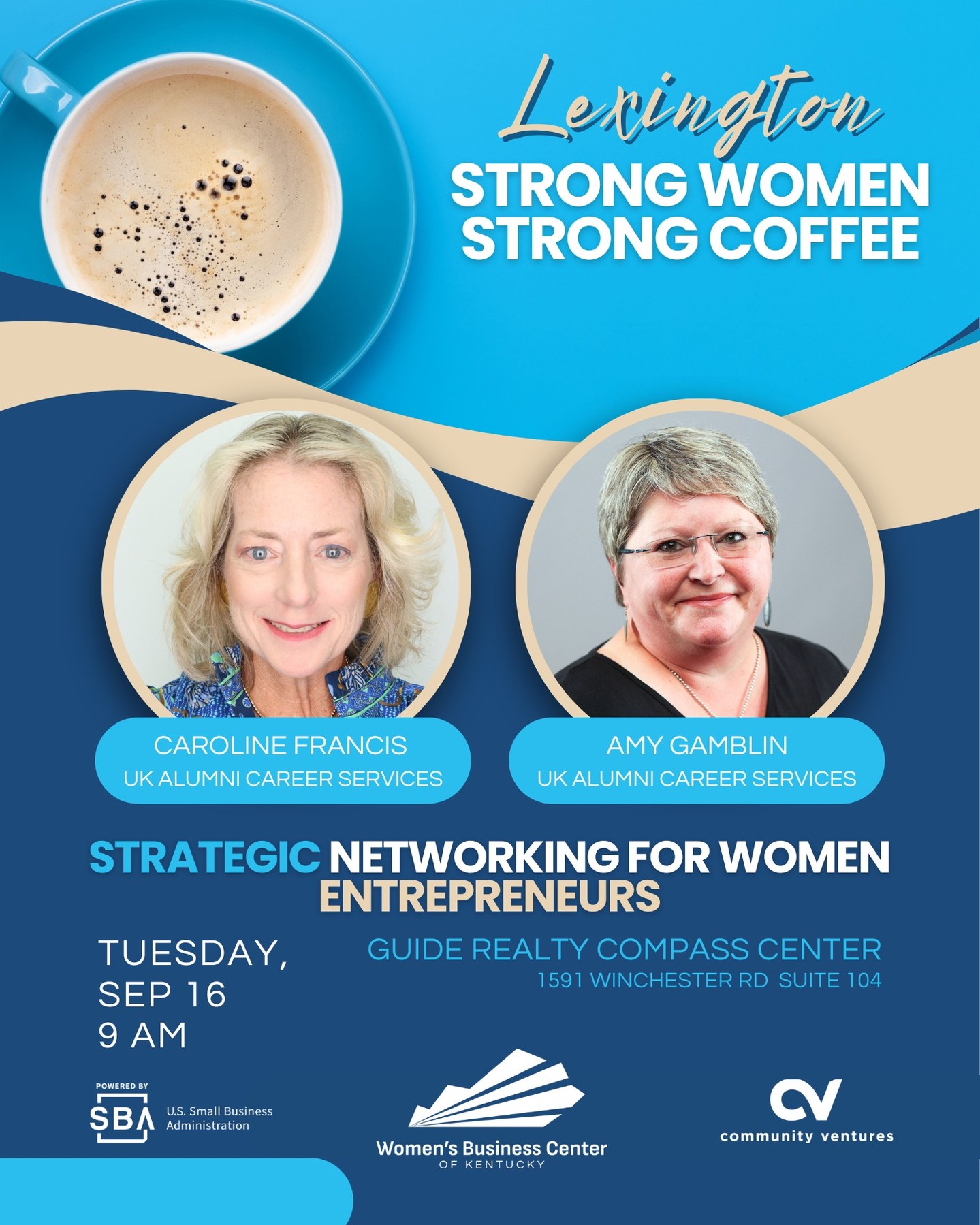 👩💼 Meet Caroline Francis and Amy Gamblin, career experts from UK Alumni Career Services with a shared passion for helping professionals build better networks, pitch with clarity, and take the next step with confidence.
At our Sept 16 Strong Women, Strong Coffee, they’ll walk us through how to craft an impactful 30-second business commercial—and create a space to practice, share, and grow.
You’ll walk away with new contacts, clear goals, and a fresh way to tell your story.
📍 Sept 16 | Guide Realty | 9AM EST
🎟 Save your seat: bit.ly/4kXlV7J
📬 Not local? Visit https://www.wbckentucky.org/events for event recaps.