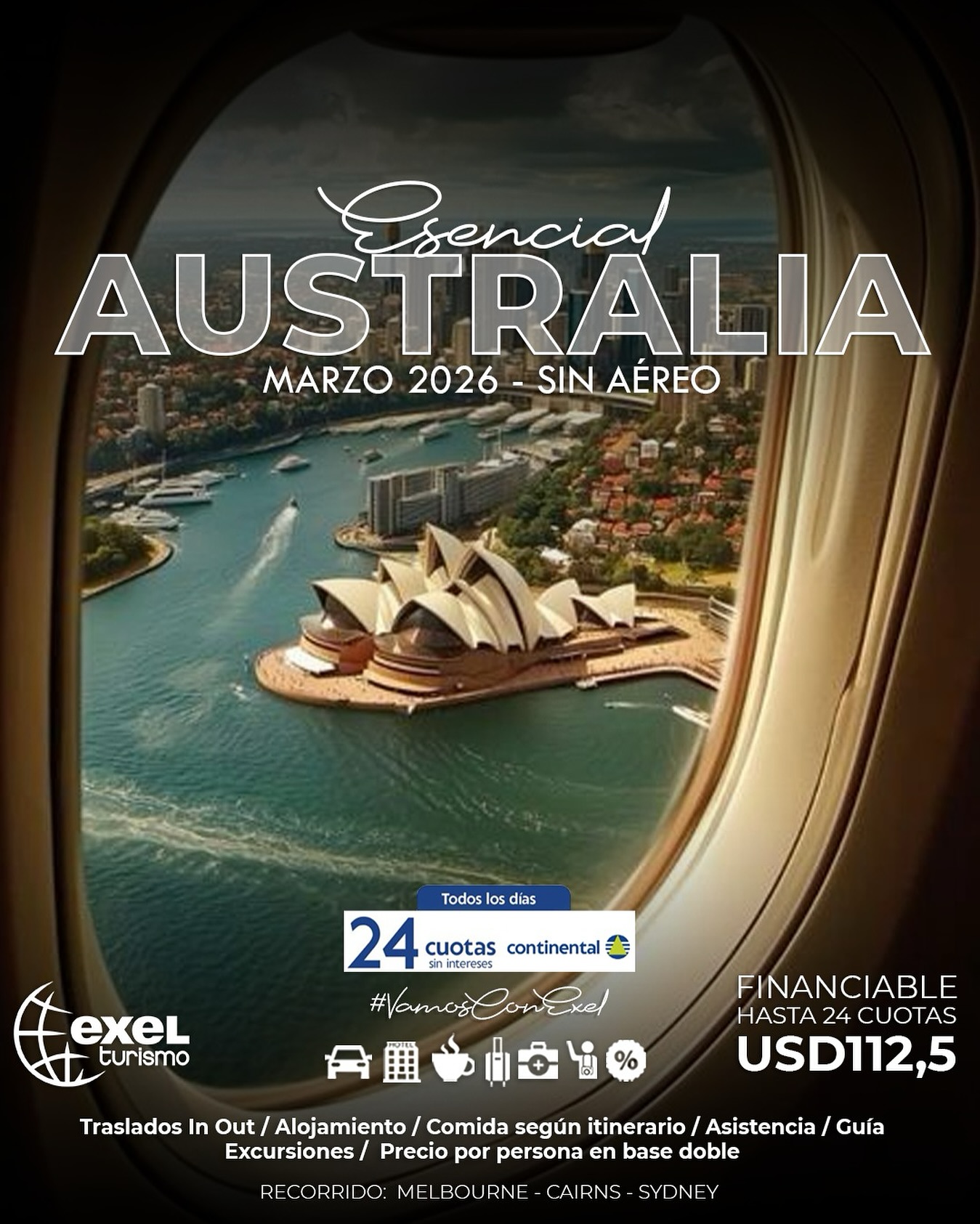 🌏✨ ¡Australia te espera en marzo 2026!
🇦🇺 Melbourne – Cairns – Sydney en un viaje inolvidable 🌊☀️
💳 Financiable hasta en 24 cuotas
#VamosConExel #ExelTurismo