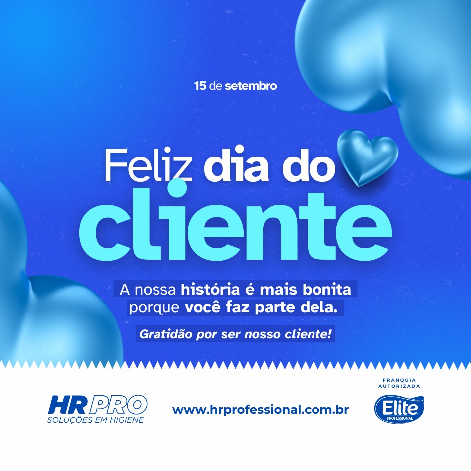 🎉 Hoje é Dia do Cliente! 🎉
Na HR-PRO, nosso compromisso é ir além da venda de produtos de higiene e limpeza.
Cada entrega, cada instalação e cada atendimento é feito pensando em você, que confia no nosso trabalho para manter seu negócio sempre limpo, seguro e bem cuidado. 💙
Obrigado por fazer parte da nossa história e permitir que a HR-PRO esteja presente no seu dia a dia.
👉 Porque cliente satisfeito é a verdadeira medida do nosso sucesso!
#DiaDoCliente #HRPRO #HigieneProfissional #Osasco #Barueri