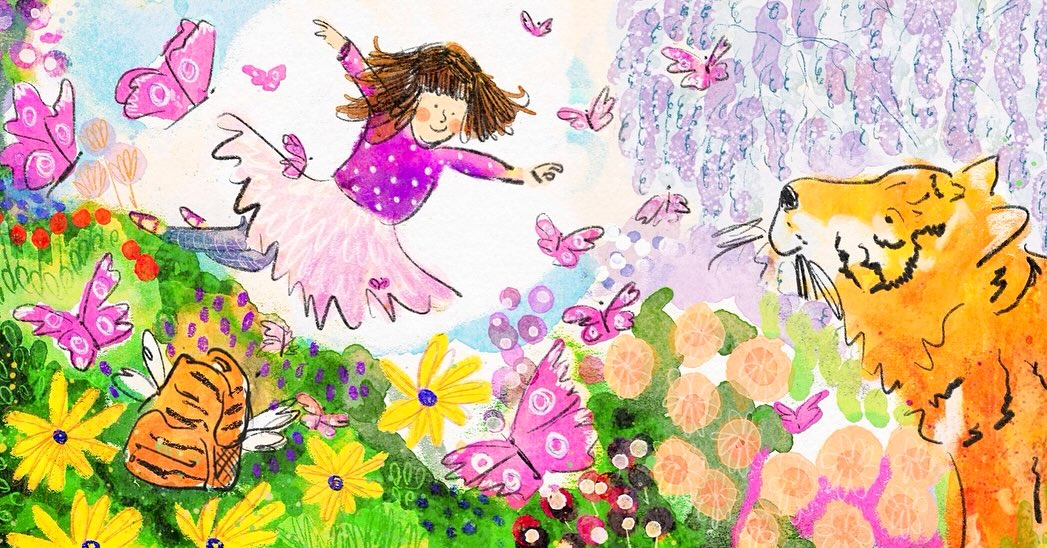 Here’s a picture I did over the summer for my project ‘Tiger Ride’. I submitted this dummy book to the DPICTUS unpublished picture book scheme so cross your fingers for me please - here’s hoping it gets some publisher votes! 🤞🐅🦋🌸
In case it’s not clear the little thing with wings is her ‘tiger bag’ which relates to the story - have realised it might look a little strange without the text! 😂
#goodshipillo #goodshippicturebooks #tigerillustration #jungleillustration #gardenillustration #colourfulillustration #butterflyillustration #flyingillustration #picturebook #picturebookillustration #picturebookillustrator #picturebookillustrations #kidlitart #kidlitillustrations #kidlitillustration #swissillustrator #ukillustrator #dpictus