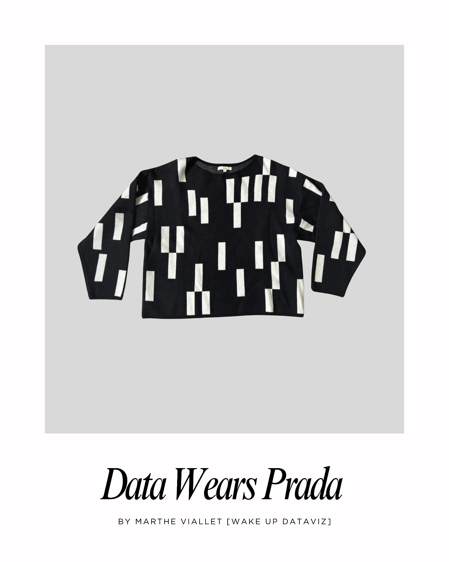 Data Wears Prada â Episode 1
âŒïžâ»ïžâŒïžâ»ïžâŒïžâ»ïžâŒïžâ»ïž
A black and white sweater, patterned with vertical bars. Karl Lagerfeld would probably have called it style.
I prefer to call it: Dataviz couture.
Todayâs find.
âââââââââââââââ
This series comes from my daily obsessions: fashion and datavisualization. Clothes often become patterns, and patterns become dataviz.
Should this be in Vogue⊠or Tableau?
The title came naturally: Data Wears Prada.
Because sometimes fashion looks just like data.
đŹ DM if you want the reference.
#DataWearsPrada #dataviz #DataDesign #KarlLagerfeld #InformationDesign #DataArt #FashionDesign #DesignInspiration #fashionparis #VisualCulture