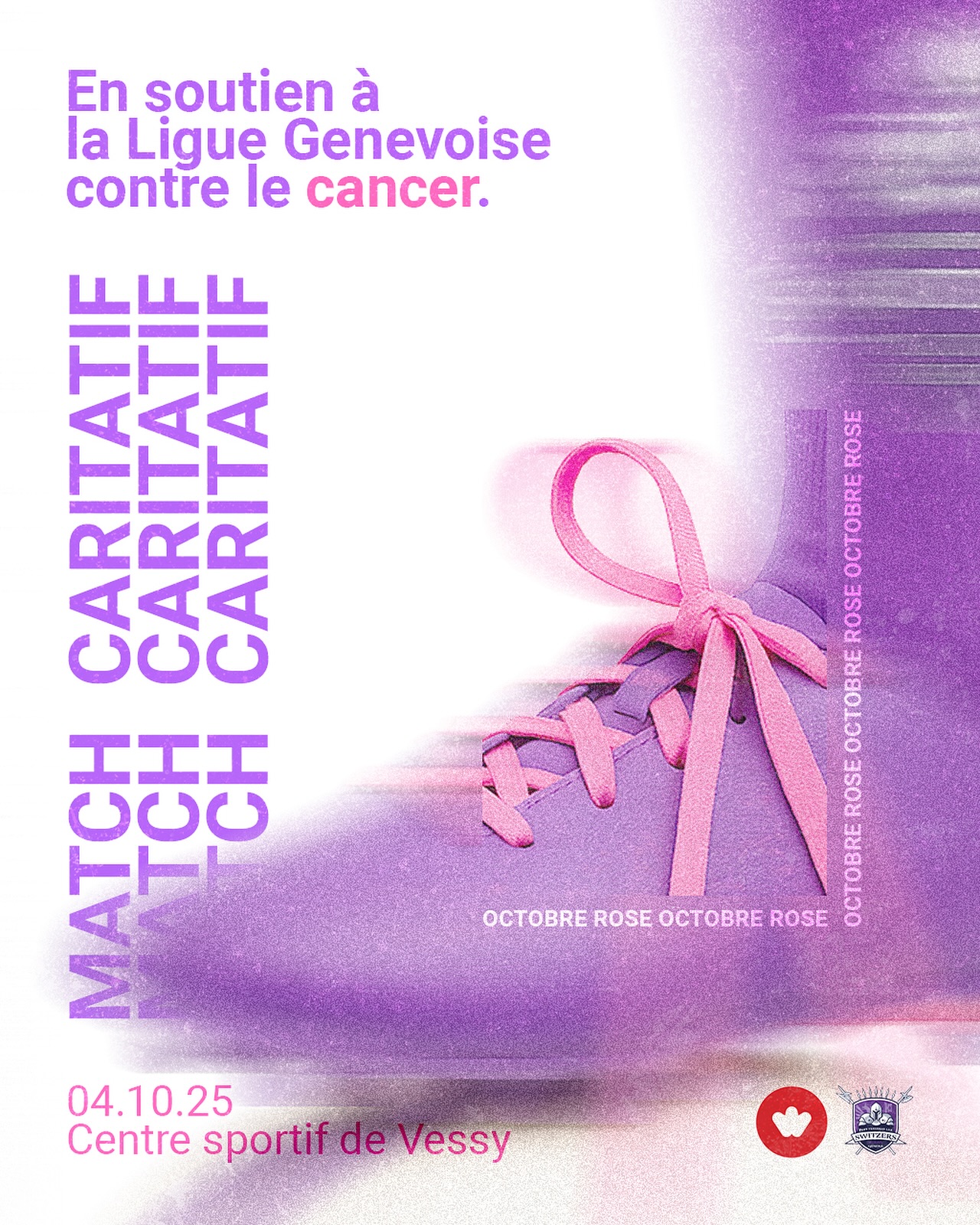 ✨ À l’occasion d’Octobre Rose, notre match à domicile contre @rugbybern devient un moment de solidarité 🎀🎗️
Le 4 octobre à 15h au Centre Sportif de Vessy, venez nombreux soutenir la @liguegenevoisecontrelecancer et la lutte contre le cancer du sein 💗
🎟️ Une tombola solidaire sera organisée, avec des fonds intégralement reversés à la Ligue.
Des membres de la Ligue seront également présents pour répondre à vos questions et sensibiliser au dépistage.
Ensemble, faisons de ce match un symbole d’espoir et de soutien ✨