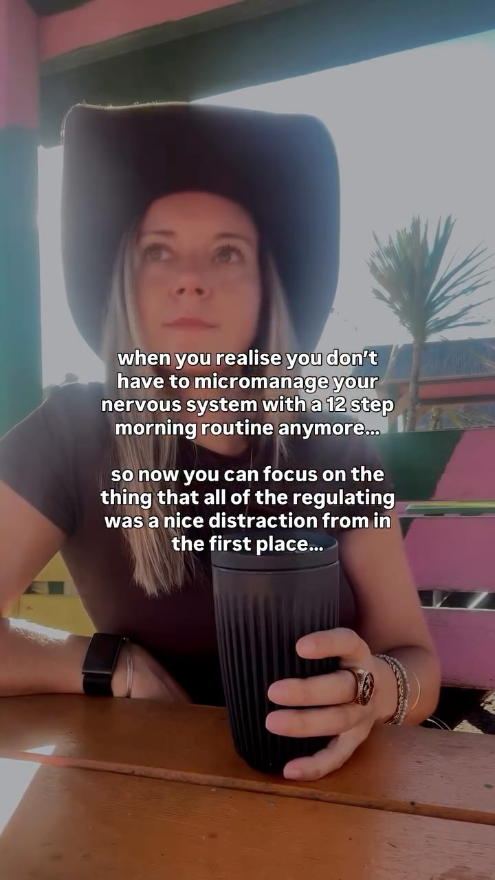 Of course there are times on the journey when regulating our nervous system has to be our main focus because it’s a lifeline to keep our heads above water.
But it’s not the end goal of somatic work.
(Because *spoiler* — your nervous system is inherently self regulating 😦)
When you realise that you don’t have to live the rest of your life in the regulation>dysregulation loop, looking over your shoulder, anxious for the next dysregulating thing to come along and knock you off kilter, and at the mercy of your morning routine just so you can get through the day…
Life opens up (and YES that can be terrifying! Hence why you’ve been keeping yourself over contained with elaborate morning routines… 👀)
And suddenly you have that space to go a layer deeper and finally attend to the thing that’s been dysregulating you in the first place (and when you look at it, you realise it’s not as scary as you thought it was when you’d relegated it to the dark).
Finally you have the time to be with the thing that’s all of the tools and practices were a nice distraction from. Until they weren’t.
To really get beyond nervous system regulation and to the root of disconnection and dysregulation, I highly highly recommend looking into the 60-hour Integrative Somatic Trauma Therapy Certificate Program. The intention of this program is to offer a holistic framework for understanding and working with trauma from a body-centered perspective by bringing together world renowned somatic trauma therapy teachers (including Dr. Bessel van der Kolk, Dr. Arielle Schwartz, Dr. Peter Levine, Dr. Scott Lyons, and Manuela Mischke-Reeds) into one training to start to heal trauma from a holistic and body based unified approach and transform pain and challenges into growth, meaning, change and resilience.
➡️ Comment ‘Integrate’ and I’ll send you the full details of the prgram — it starts on the 28th September.
And while you’re here, comment ‘beyond’ 👇🏽 to grab my free nervous system guide to get you started on releasing your grip on over-regulation and opening up to the life that’s right there for you when things don’t have to be constantly managed.
———
#aff