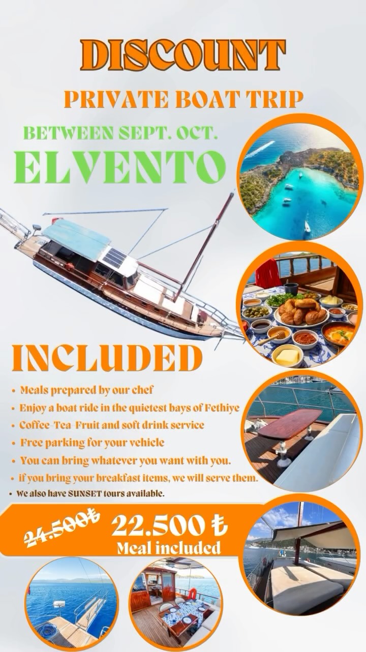 Explore the unique coves of Fethiye with Elvento! Enjoy the most beautiful sea experience with our all-inclusive tours. Contact us for details and reservations! #haftalıkteknekiralama #teknekiralama #boatlife #fethiyetekneturları #boattrip⚓️ #sealife #tekneturu #muğla #göcektekneturu #rentboat