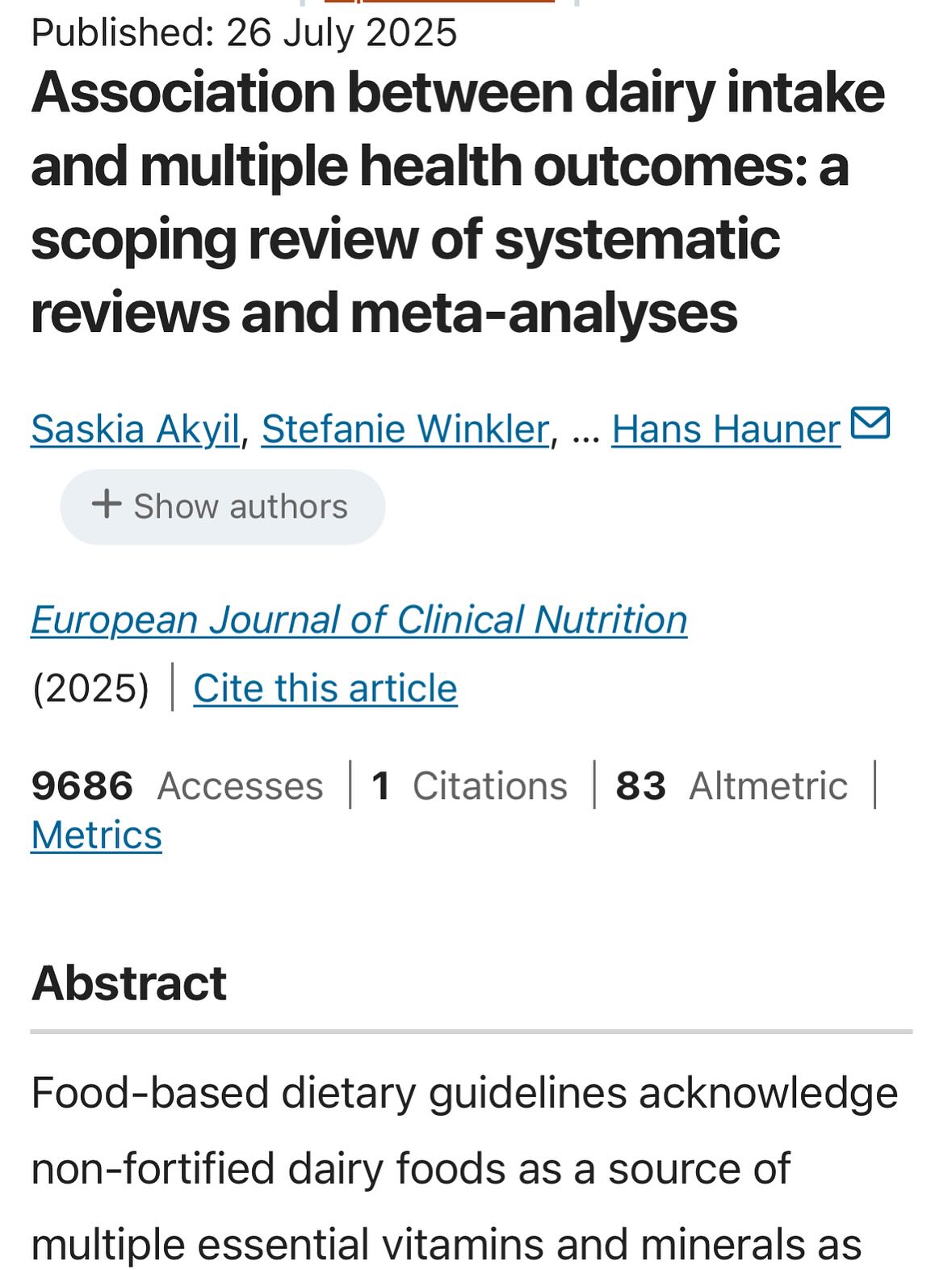 New systematic review on dairy intake finds consumption reduces risk of several diseases. High quality dairy products preferably organic can be a part of a healthy diet provided no sensitivities or intolerances.
“Overall, the evidence suggests that consuming dairy is not associated with an increased risk of non-communicable diseases or mortality. In fact, it may moderately reduce the risk of several health outcomes, including adverse cardiovascular outcomes and certain cancers such as bladder, breast, colorectal, liver, oral, and ovarian. Some studies have also linked dairy consumption to improved body composition, lower rates of type 2 diabetes, and better bone health.”
#nutrition
#dairy #nutritionresearch