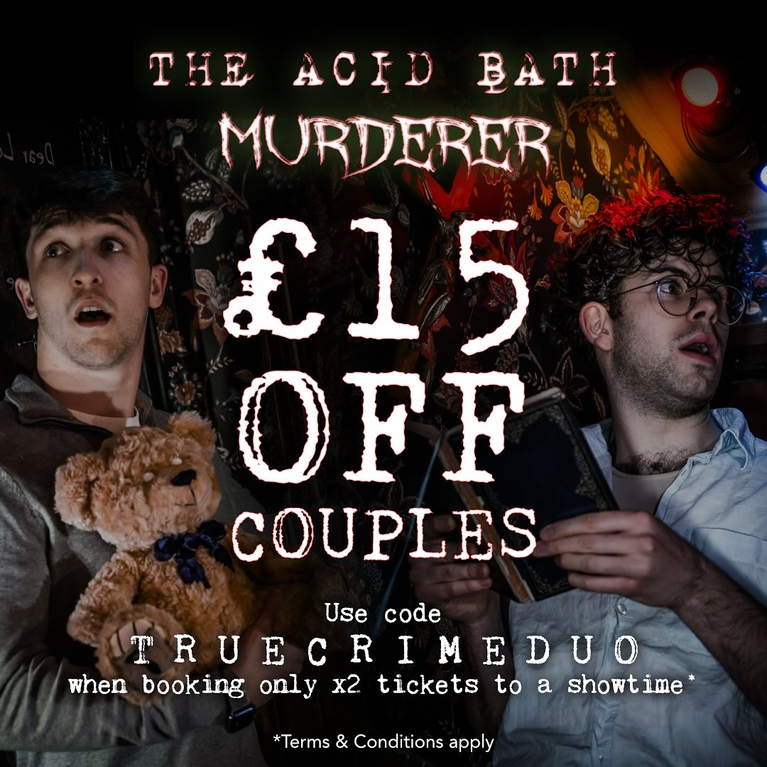 The countdown is on to Halloween 📆🎃 And you know as well as we do that the famous “Acid Bath Murderer” Live Experience is going to sell out FAST❗️
Just two of you coming along? No worries, you can get £15 off your tickets with code TRUECRIMEDUO. But make sure you get them soon. Remember each showing is private, with only 21 showings each week. That’s the definition of LIMITED AVAILABILITY.
🔪 The Ultimate True-Crime Experience
📍 45 mins from Central London
📆 Book tickets in advance!
🎟️ Ticket link in bio 🎟️
@HoundsEscape
#LeaveRealityBehind
#TrueCrime #ImmersiveExperience #LondonAttractions #ThingsToDoInSussex