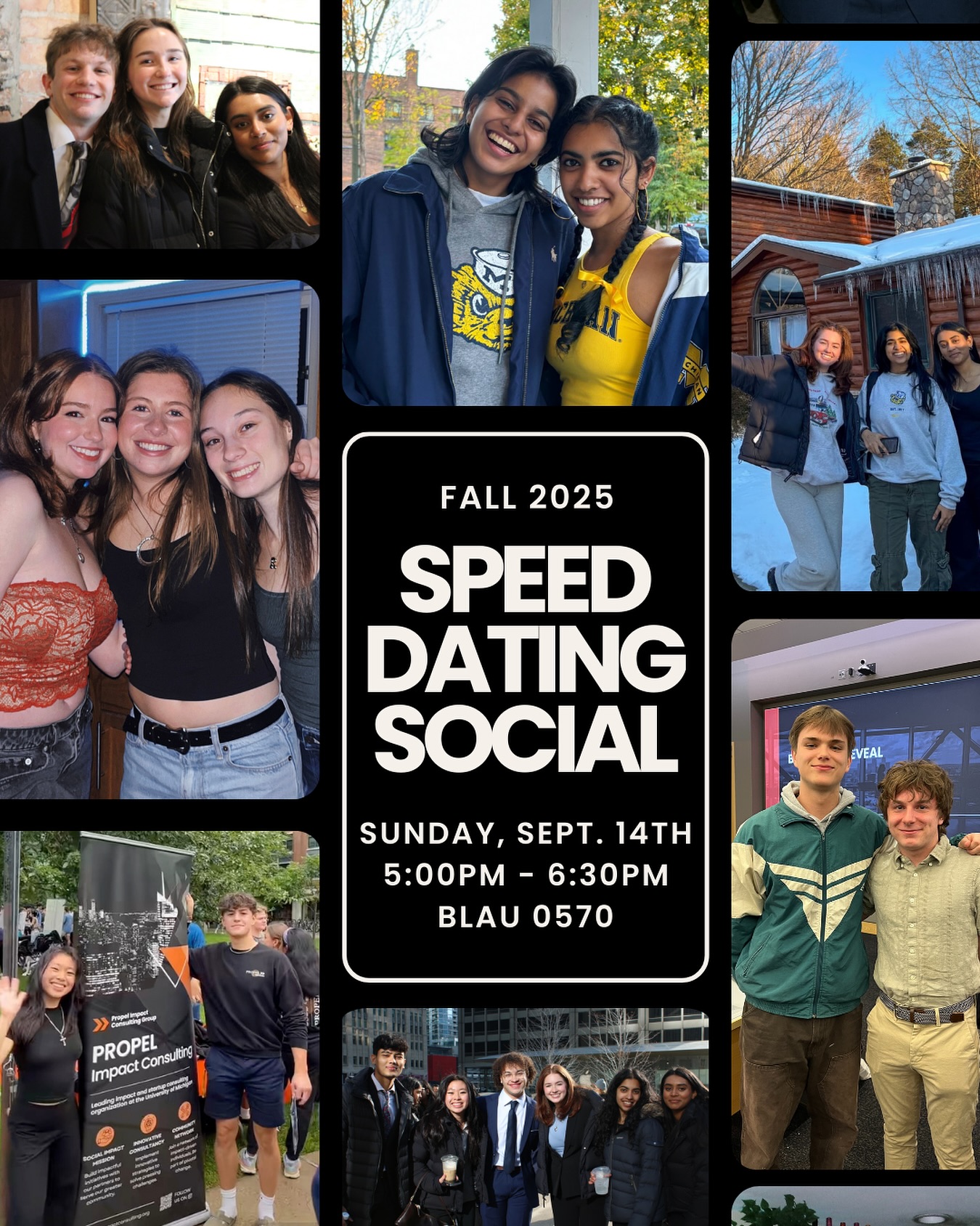 Come to our Speed Dating Social to meet our members, ask your burning questions, and get to know us! Can’t wait to see you all soon :)