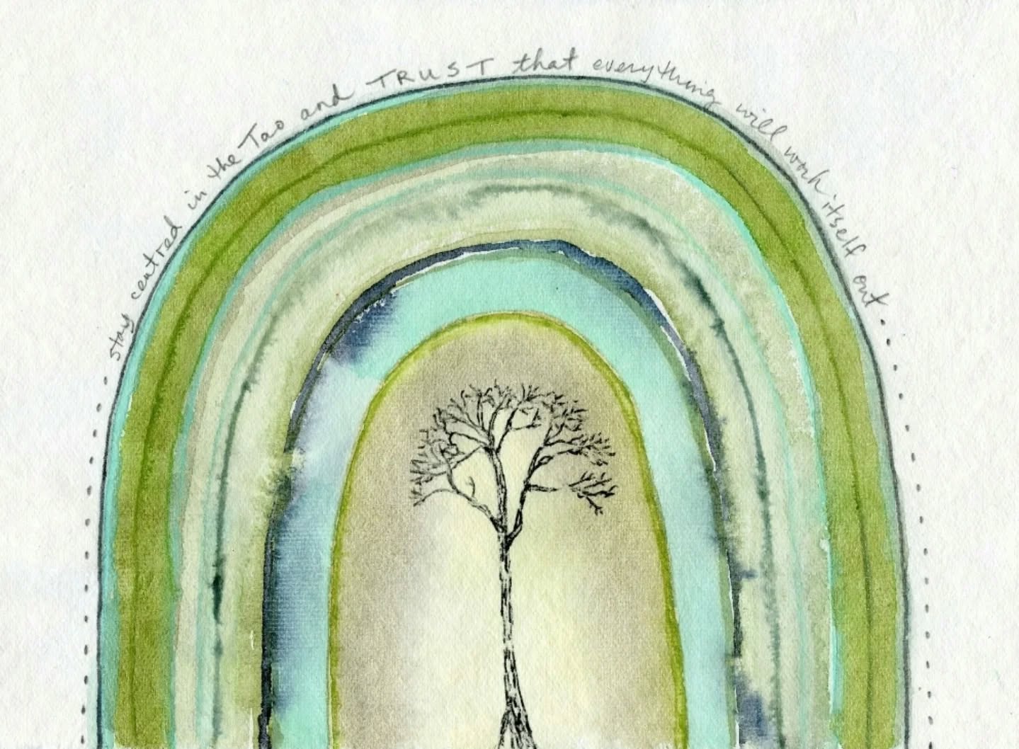 "Stay centered in the Tao, and TRUST that everything will work itself out"
Watercolor, pencil crayons, black gel pen on Wanderings 100% cotton rag.
Inspired by @coastalnicole in the Calm Waters collective watercolor membership.
#watercolorart #watercolormixedmedia #watercolorpainting #abstractwatercolor