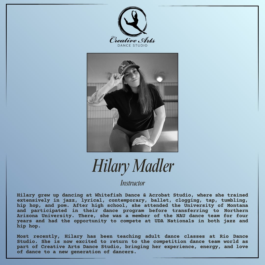 Meet Hilary Madler!! Our newest CADS team member! Her bio says it all 🫶🏼
@hilaryjane29
.
.
.
#cadscompteam #creativeartsdancer #letsgo #bringontheseason #competitivedancer #danceteacher #cadslife #dancestudio #danceteachersrock